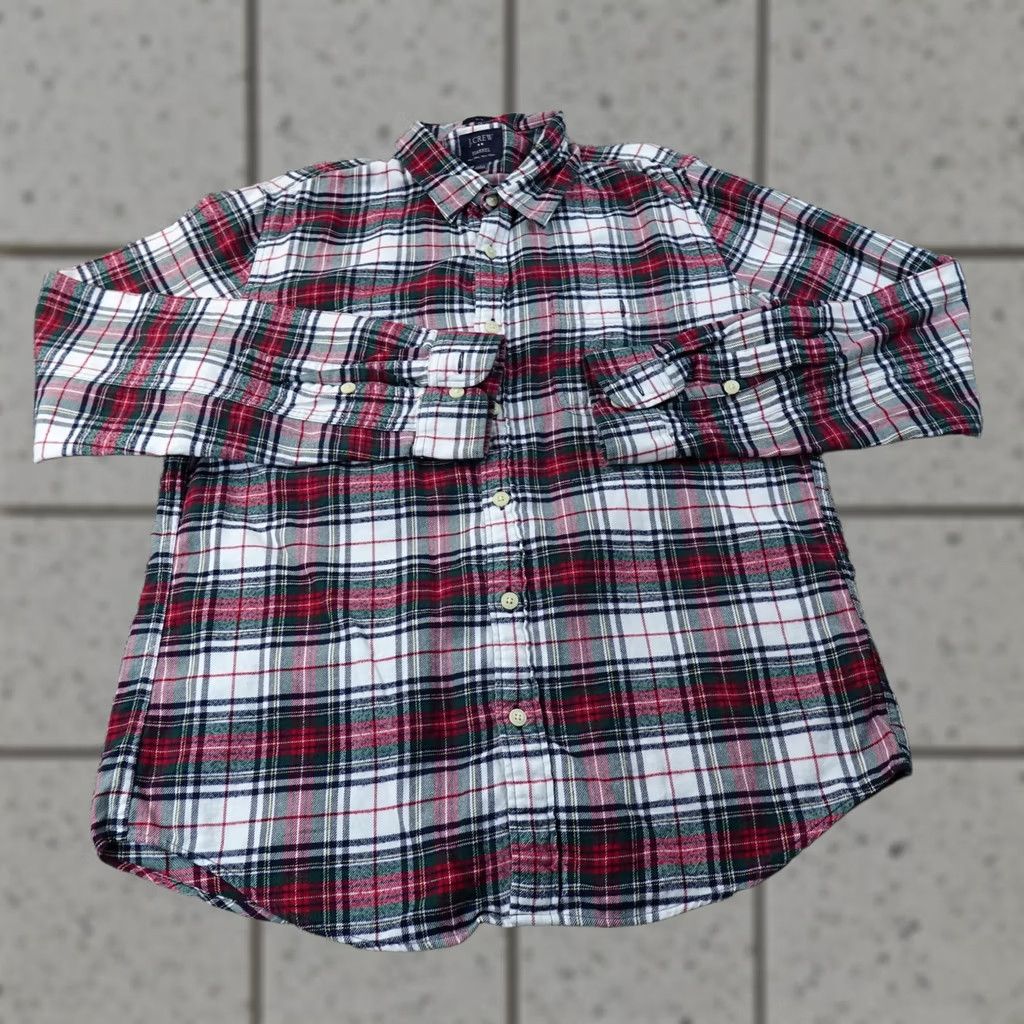 J.Crew J.CREW Shirt Mens L Red Green Plaid Flannel Button Up Long Sleeve Slim Fit Work Size US L / EU 52-54 / 3 - 1 Thumbnail
