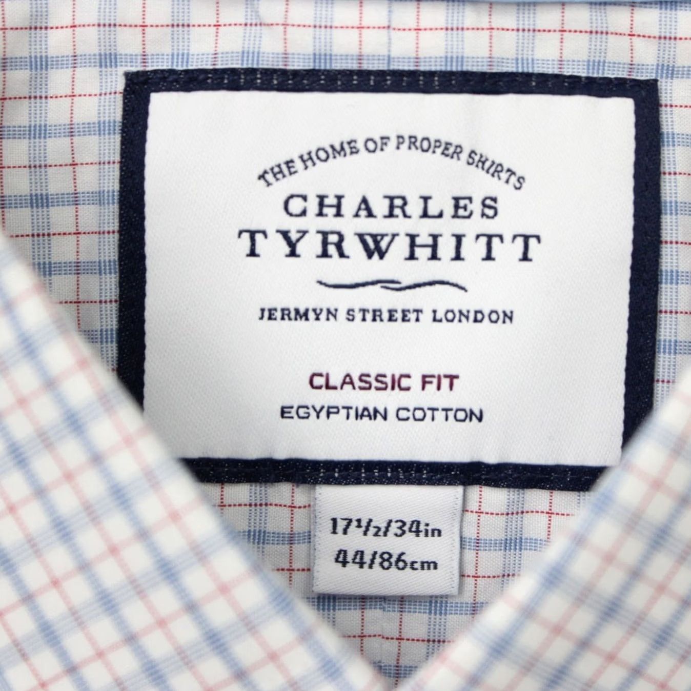 Charles Tyrwhitt Charles Tyrwhitt Shirt Mens 17 1/2 34 Blue Check Long Sleeve 100% Cotton Classic Fit Non-Iron Dress Shirt Mens Size US XXL / EU 58 / 5 - 6 Thumbnail