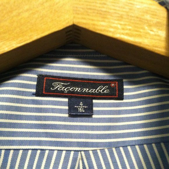 Faconnable FACONNABLE MENS BLUE 100%COTTON CASUAL SHIRT SIZE: 16(L) Size US L / EU 52-54 / 3 - 7 Thumbnail