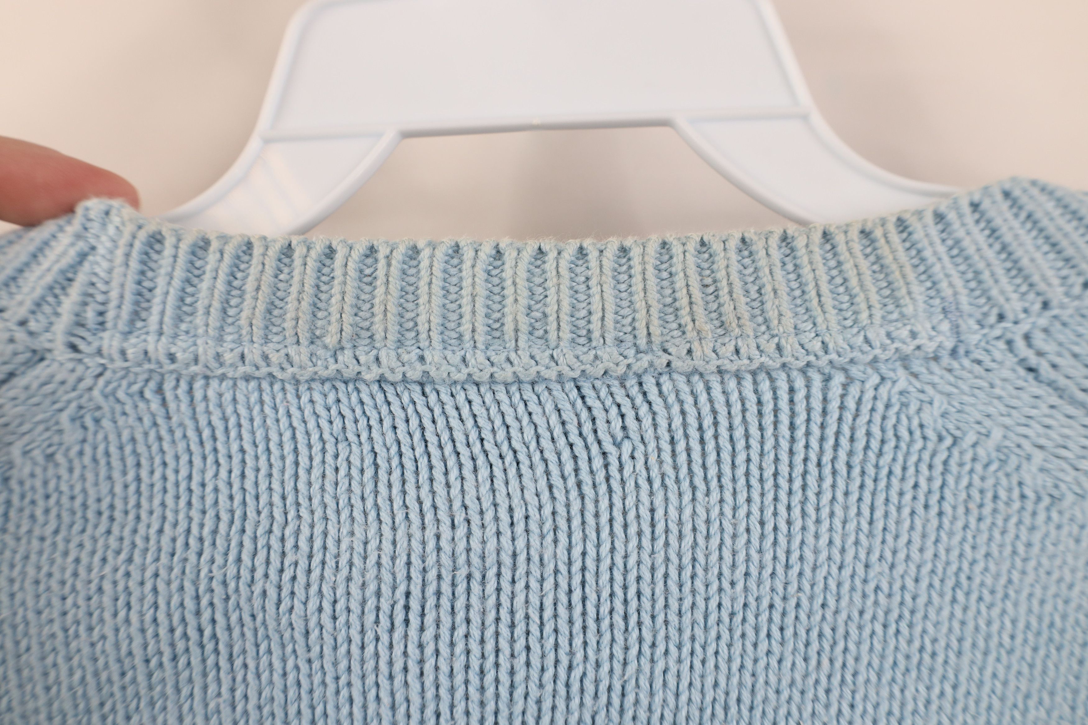 Lands' End Vintage 90s Lands End Knit V-Neck Sweater Carolina Blue USA Size US L / EU 52-54 / 3 - 9 Thumbnail