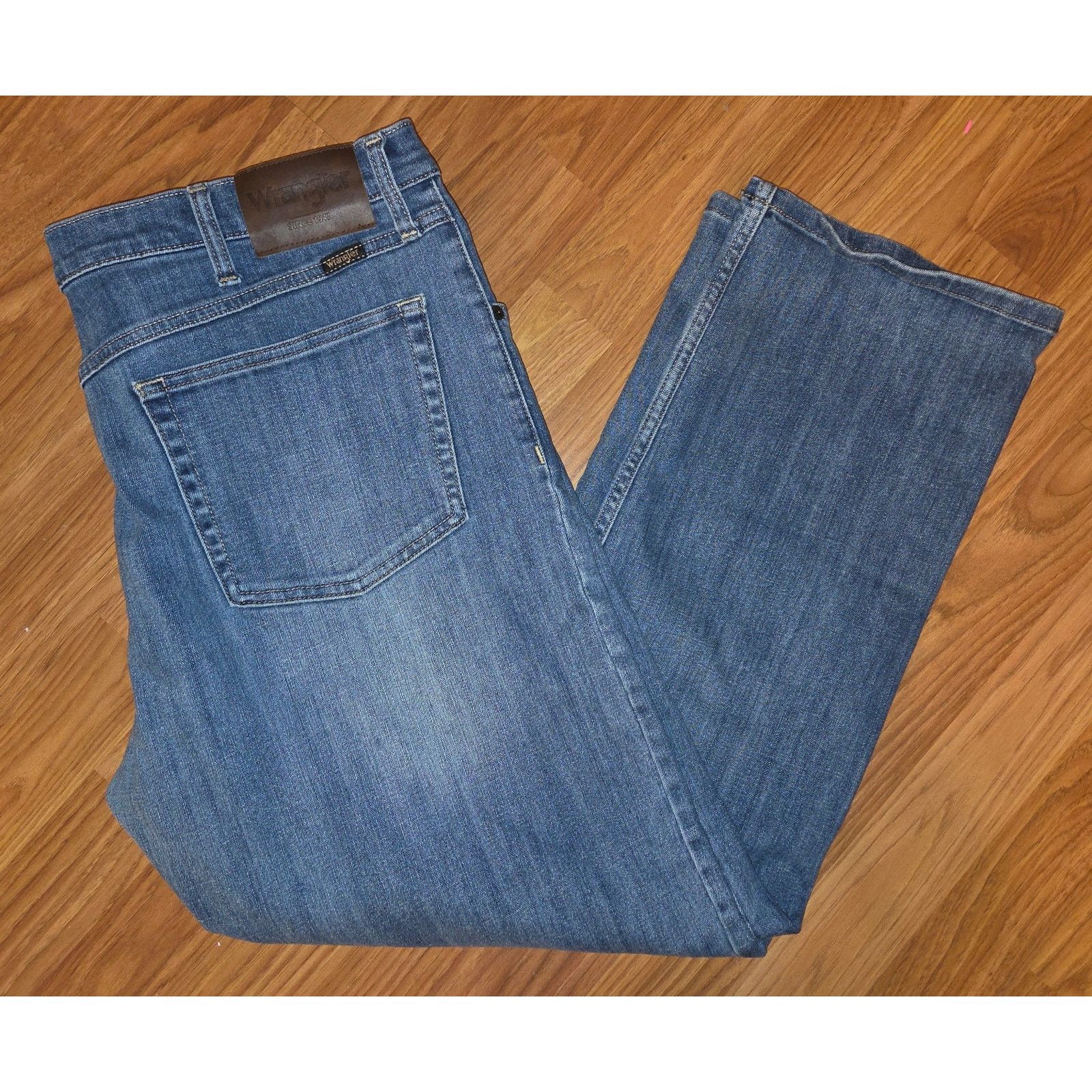 Wrangler Wrangler Mens Regular Fit Acid Wash Blue Denim Jeans 38x30 Size US 38 / EU 54 - 3 Thumbnail