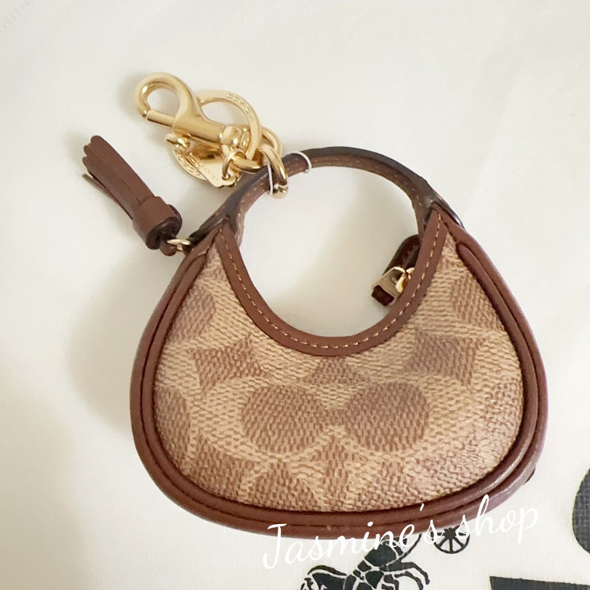 Coach NWT Coach Mini Carmen Bag Charm Gold/Tan/Brown CBK67 Size ONE SIZE - 4 Thumbnail