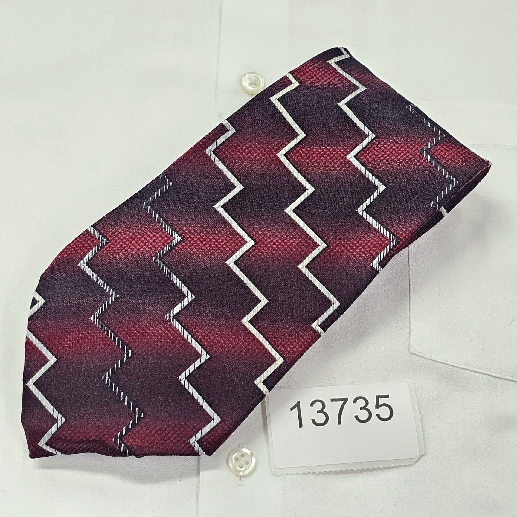 Vintage Burma Bibas Necktie Mens Silk Tie Burgandy Striped Lightning Bolt 57"X4" USA Silk Tie Men Size ONE SIZE - 8 Thumbnail