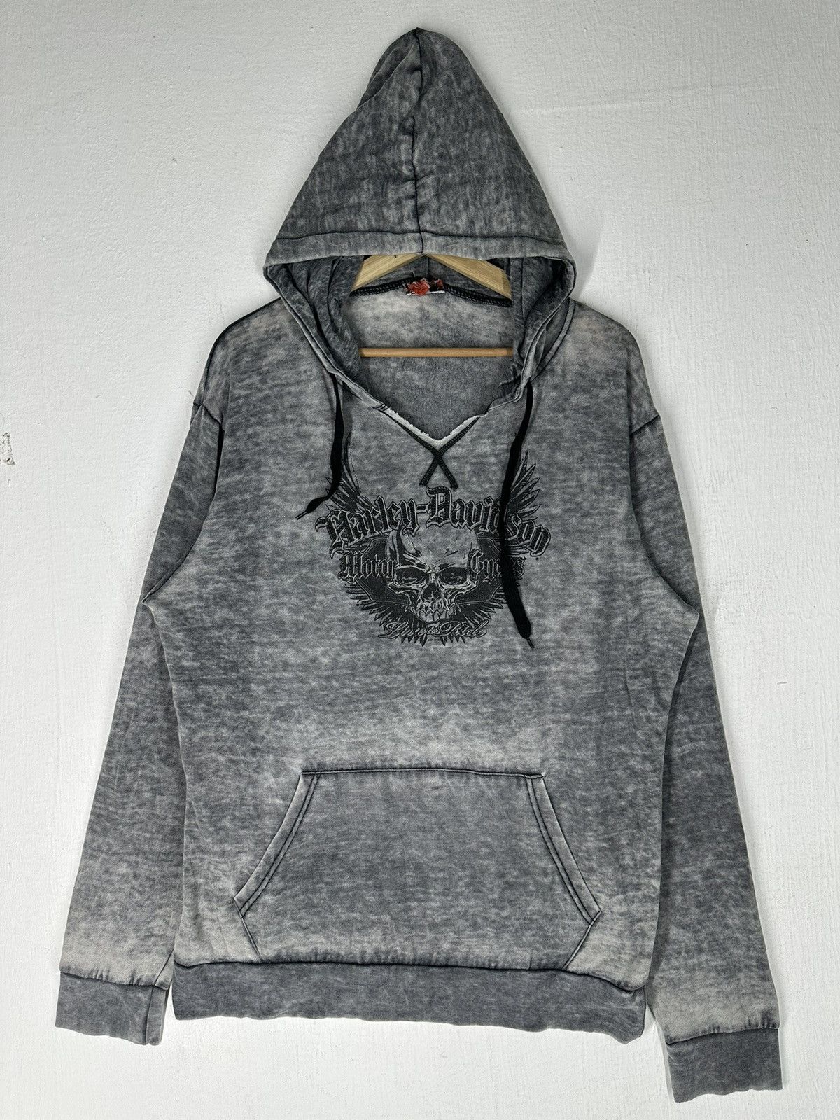 Harley Davidson × Vintage Vtg Harley-Davidson Print Skull Hoodie Sweatshirt Size US M / EU 48-50 / 2 - 1 Thumbnail