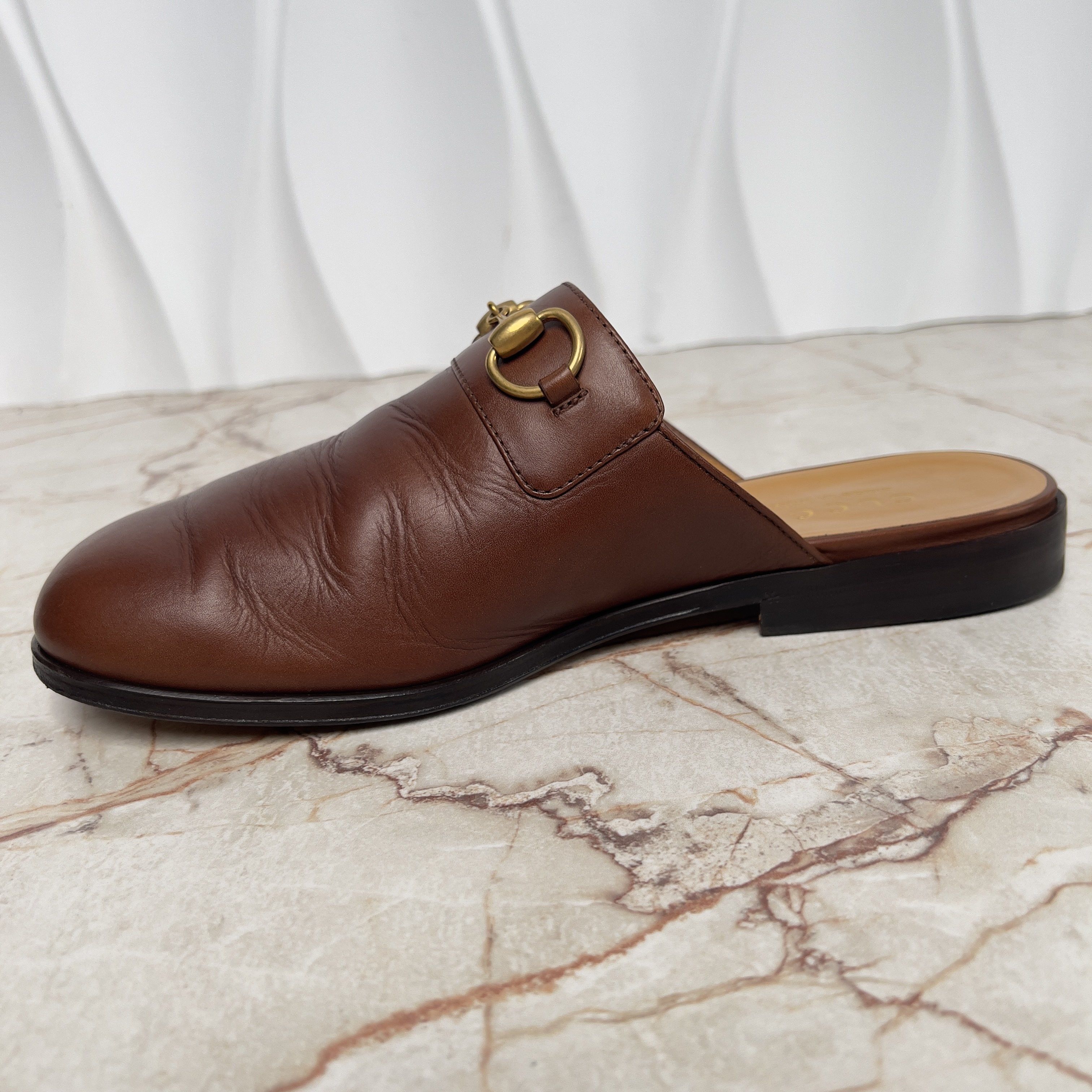 Gucci River Horsebit Sabot Clogs Mules Slippers Brown Leather Size US 8.5 / EU 41-42 - 6 Thumbnail