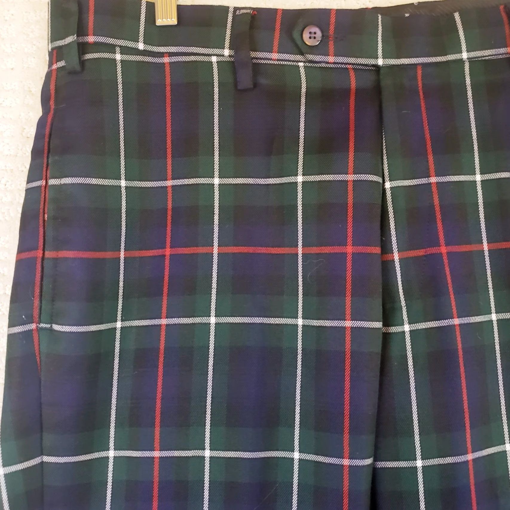 Etro Murray Golf Pants by Broadsword Mens Multicolor Retro Plaid 40x27 Golf Pants Slit Pocket Straight Rise High Front Flat Front Regular Mens Size US 40 / EU 56 - 4 Thumbnail