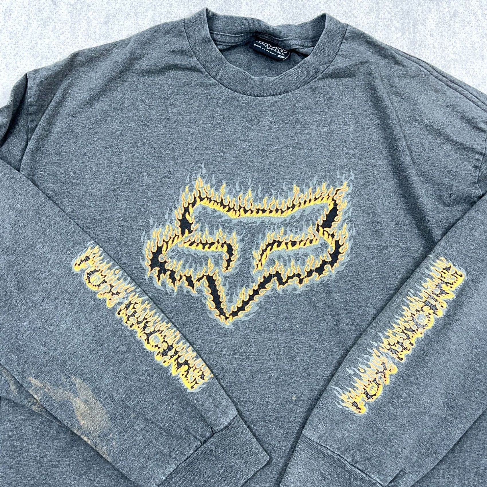 Vintage Vintage Fox Racing Shirt Men XL Gray Long Sleeve Fire Flames Skate Grunge Y2K Size US XL / EU 56 / 4 - 2 Thumbnail