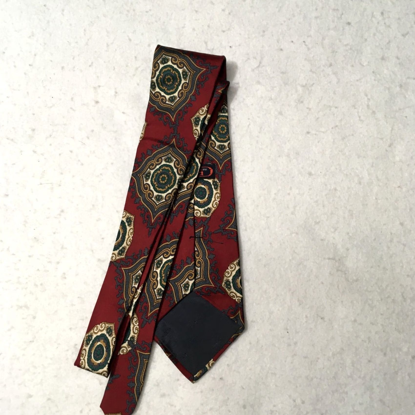 Vintage VINTAGE orici Tie Abstract Geometric Red Silk Mens Size ONE SIZE - 3 Thumbnail