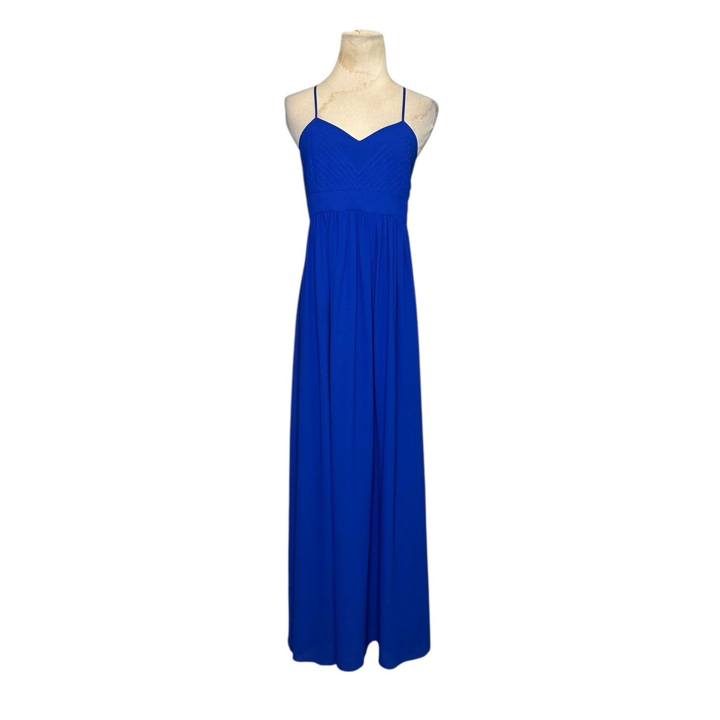 Badgley Mischka Badgley Mischka Blue X-Back Formal Chiffon Maxi Dress size 2 Size XS / US 0-2 / IT 36-38 - 1 Thumbnail