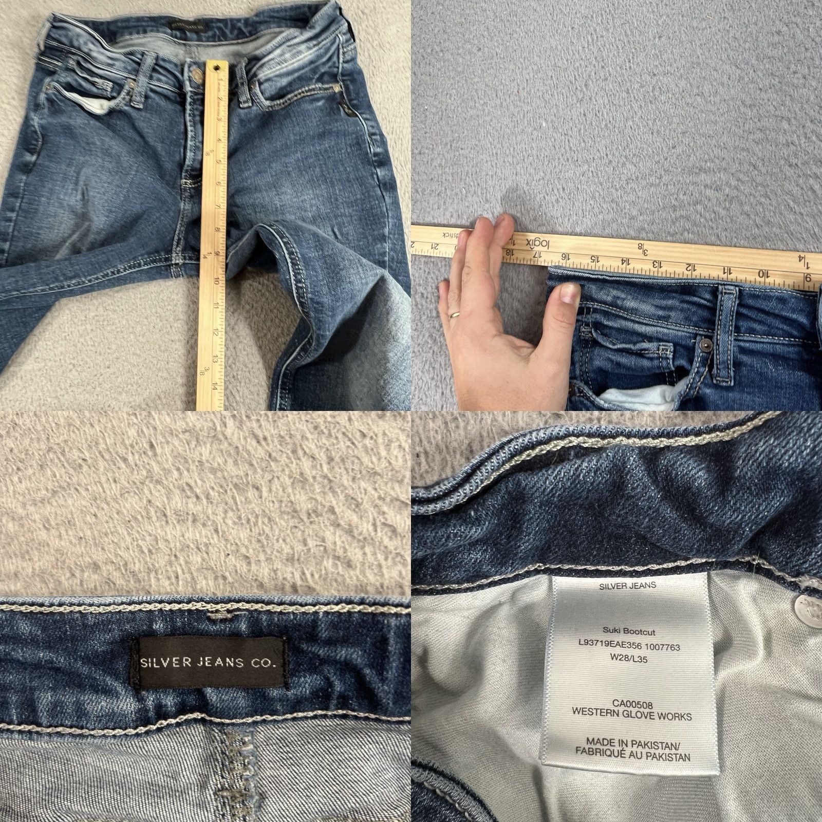 Silver Jeans Co. Silver Jeans Suki Bootcut Jeans Womens 28 Blue Mid Rise Dark Wash Denim Stretch, 5-Pocket, Regular, Inseam 34 - Silver Jeans Brand Size 28" / US 6 / IT 42 - 8 Thumbnail