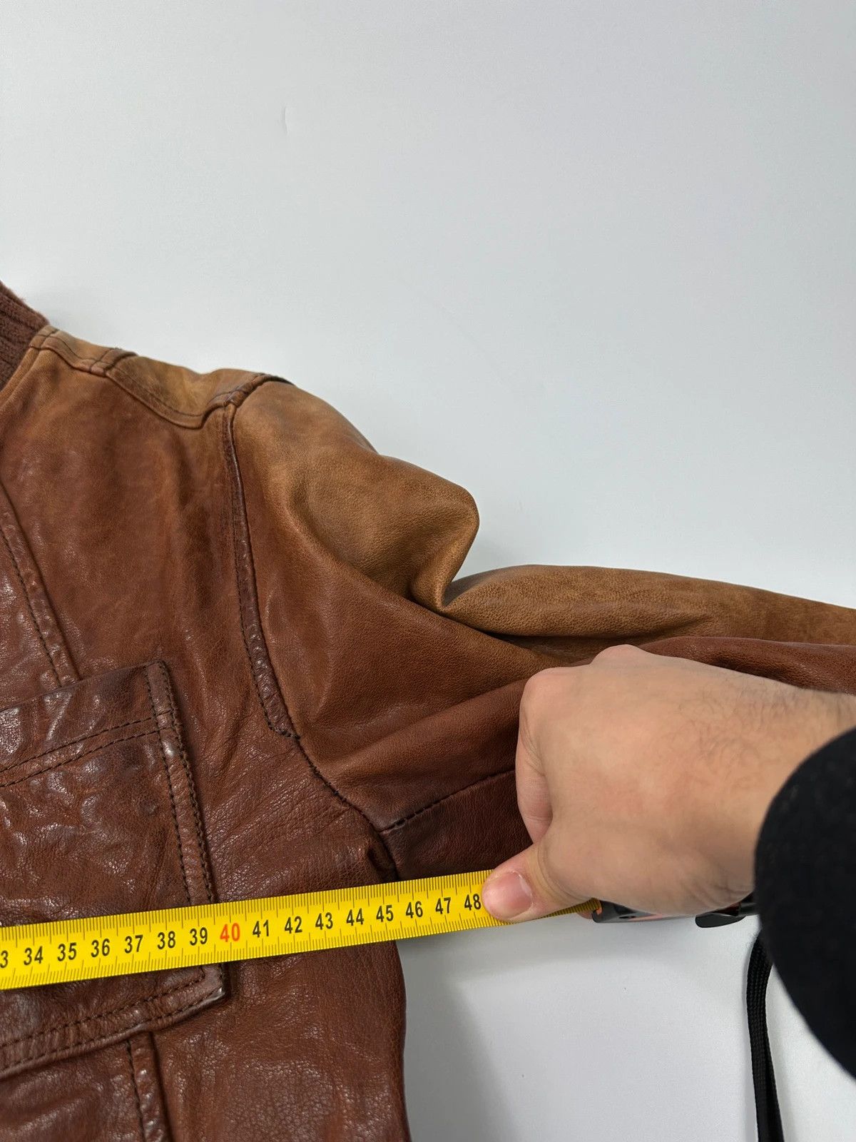 Dolce & Gabbana Dolce Gabbana Brown Faded Chunky Wool Collar Leather Jacket Size US S / EU 44-46 / 1 - 13 Thumbnail