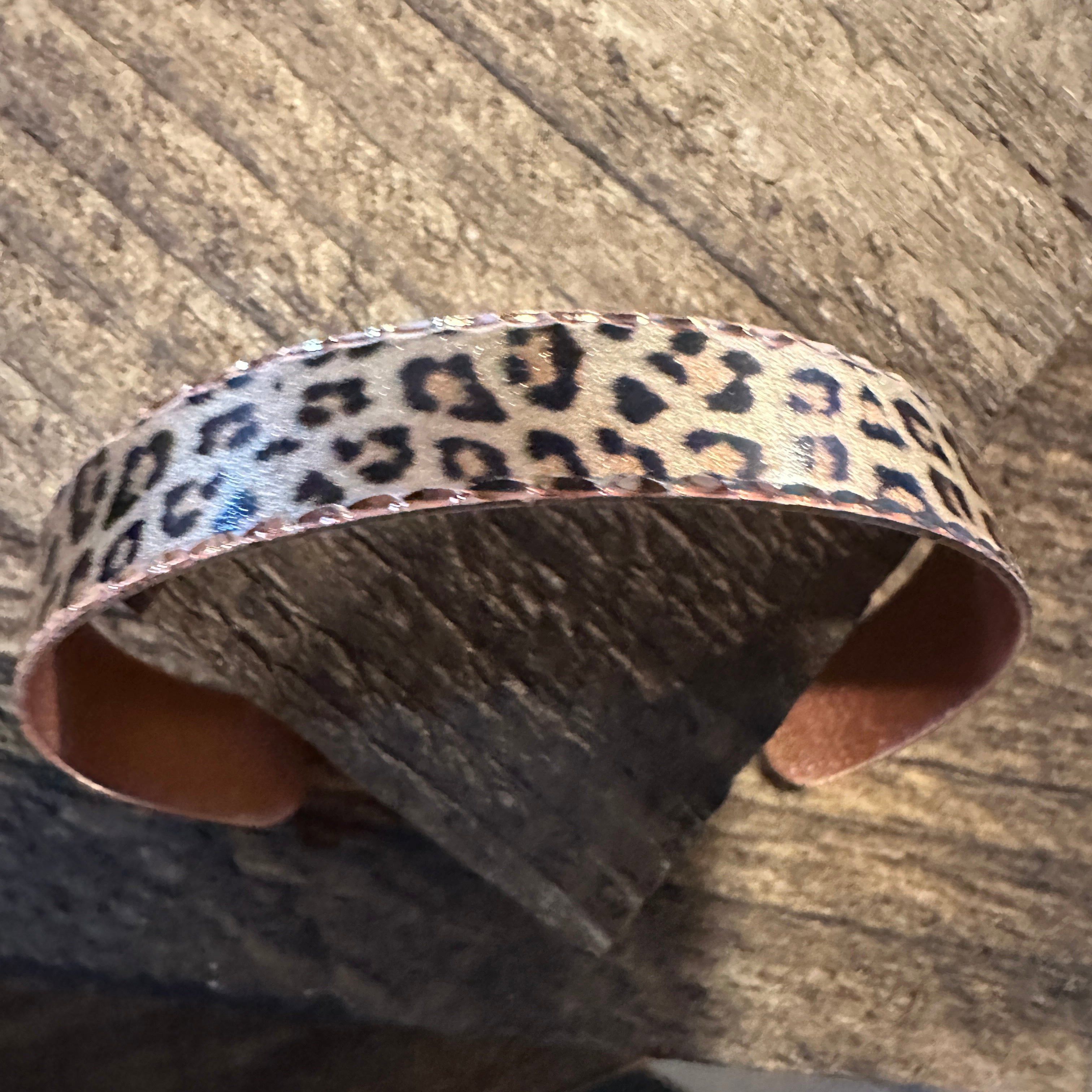 Other Handmade Boho Copper Narrow Cuff Bracelet, Diamond Cut Leopa Size ONE SIZE - 8 Thumbnail