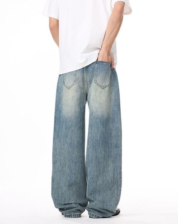 Jean Men's American retro high street whisker baggy jeans Size US 32 / EU 48 - 4 Thumbnail