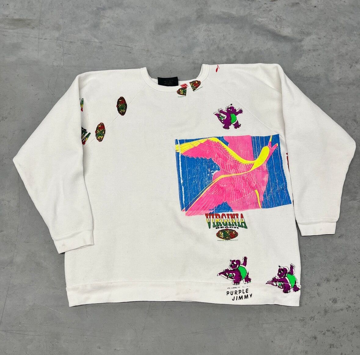 Vintage 1980 Graphic Sweatshirt Experimental Test Print Unfinished Size US L / EU 52-54 / 3 - 1 Thumbnail