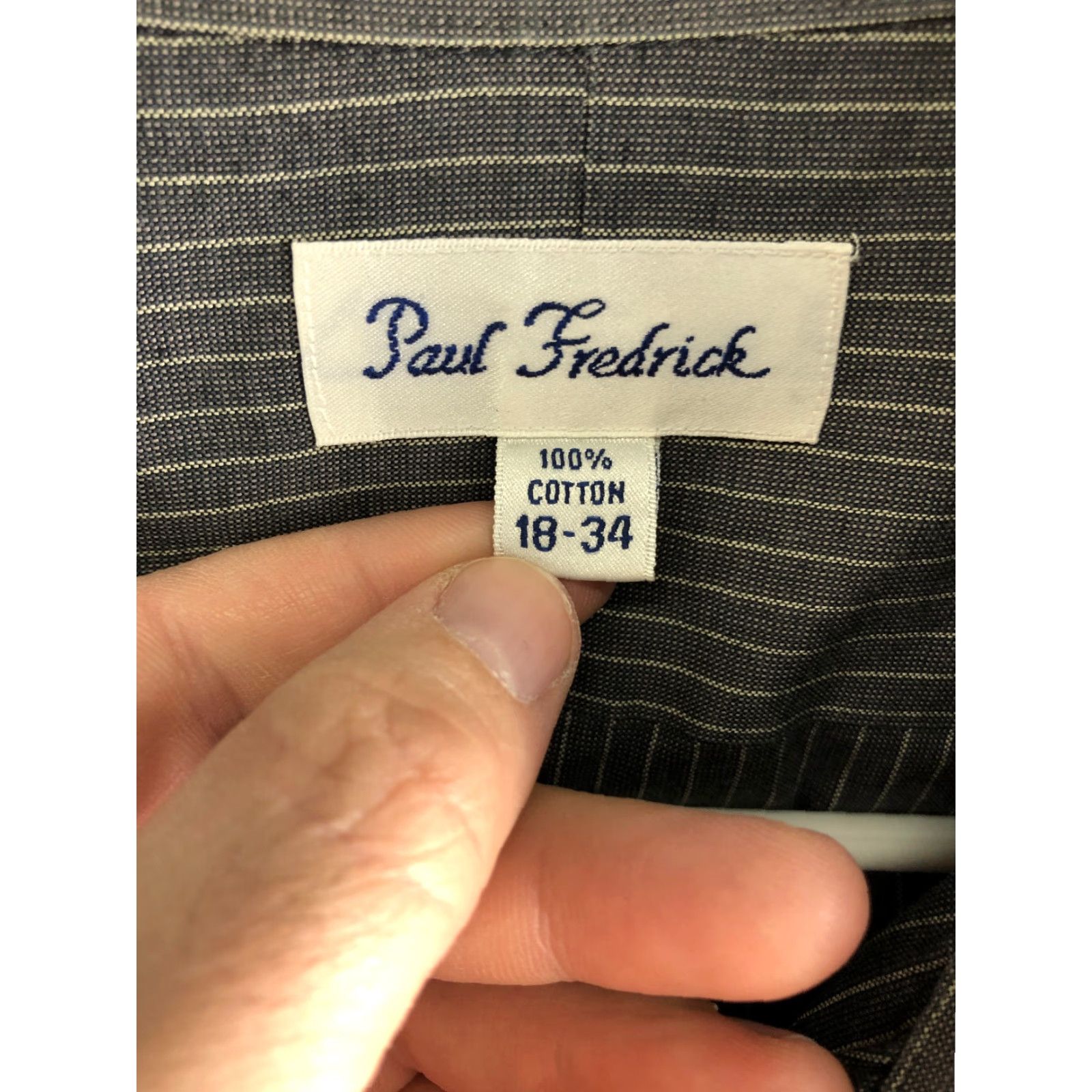 Vintage Paul Fredrick Shirt Size 18 34 Mens Gray Striped Long Sleeve Spread Collar Shirt Size US XXL / EU 58 / 5 - 7 Thumbnail
