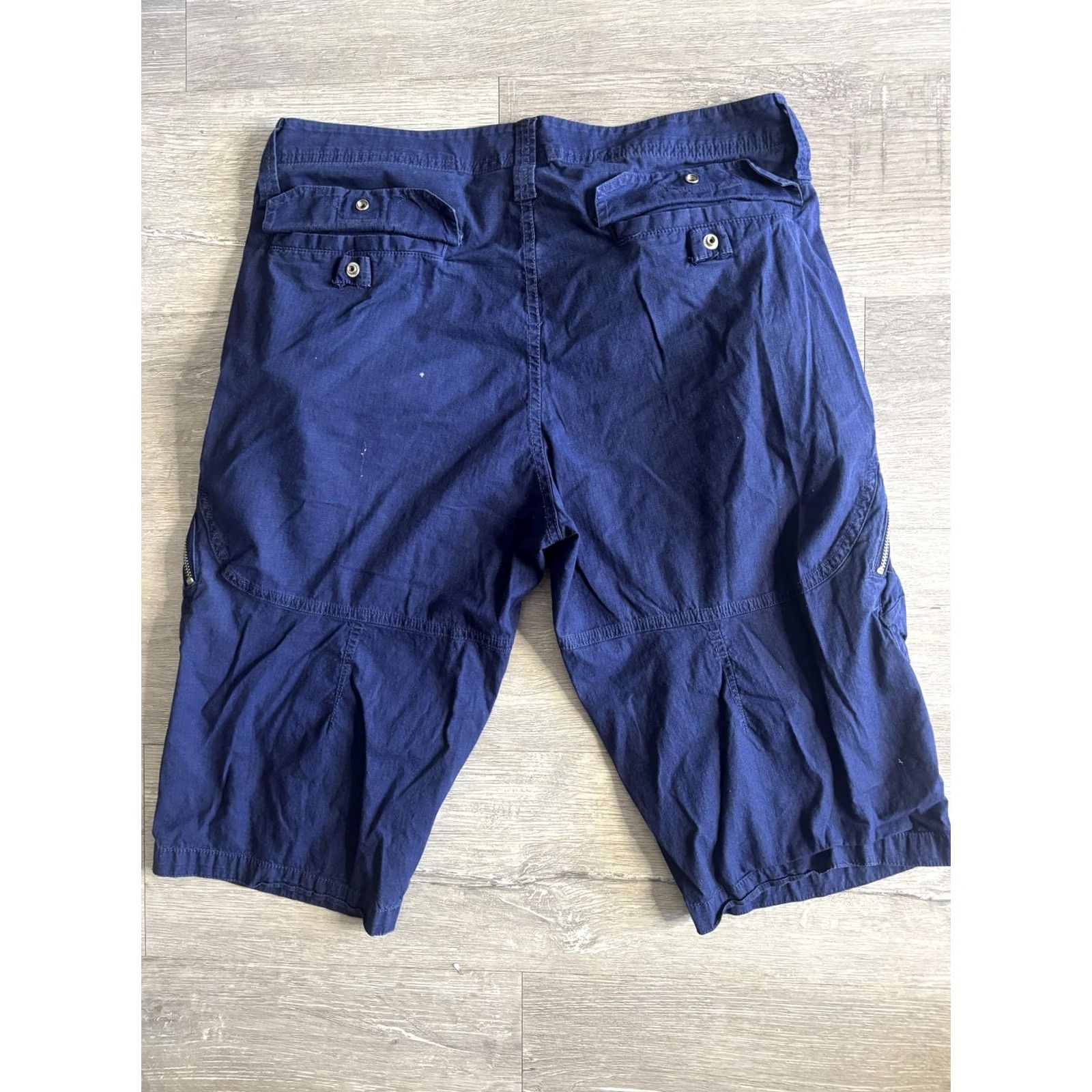 Armani Exchange Armani Exchange Cargo Shorts Mens 31 Blue Zip Pockets Casual Summer Canvas Cotton Relaxed Front Flat Front Pockets Size US 31 - 4 Thumbnail