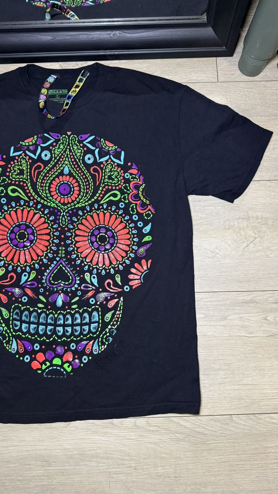 Affliction Y2K 2000s Skull Day Of The Dead Black Light Big Logo Shirt Size US L / EU 52-54 / 3 - 3 Thumbnail
