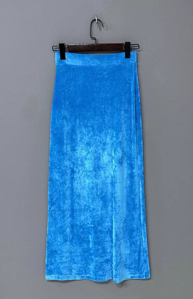 Balenciaga Balenciaga Blue velvet skirt Size 35" - 2 Thumbnail