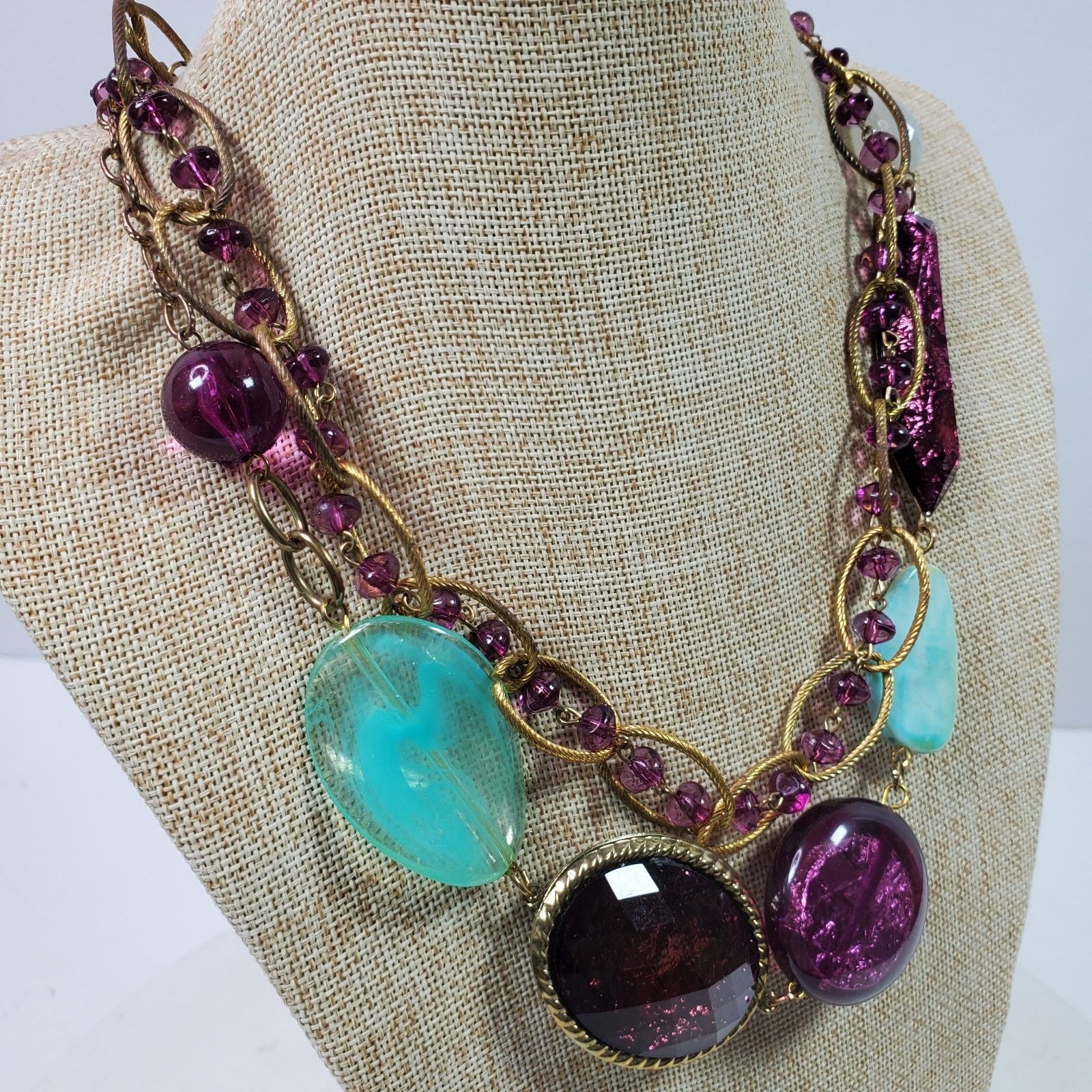 The Unbranded Brand Casual Career Necklace Purple Blue Beaded 22 Inch NOS No Tag Size ONE SIZE - 2 Thumbnail