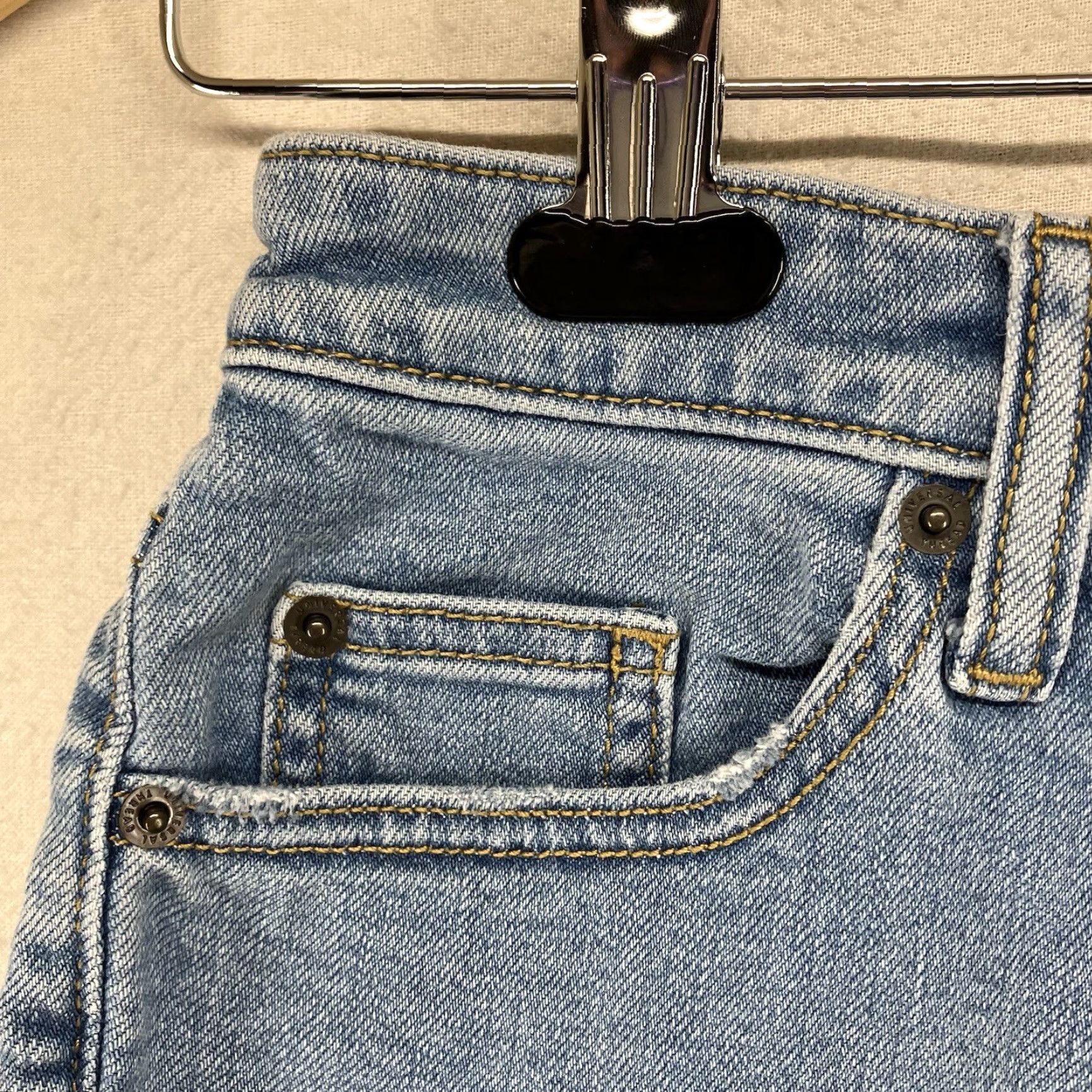 Vintage Universal Thread Women's High Rise Denim Shorts 00 Blue Stretch Raw Hem 5-Pocket Casual Size 24" / US 00 / IT 34 - 5 Thumbnail