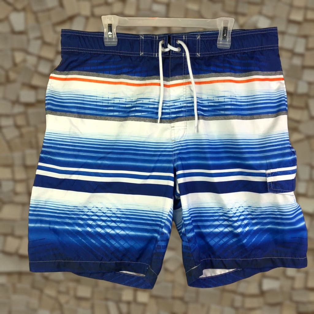 Vintage Sonoma XL Blue Striped Swim Trunk Shorts with Cargo Pocket Mens Bottom Size US 36 / EU 52 - 1 Thumbnail