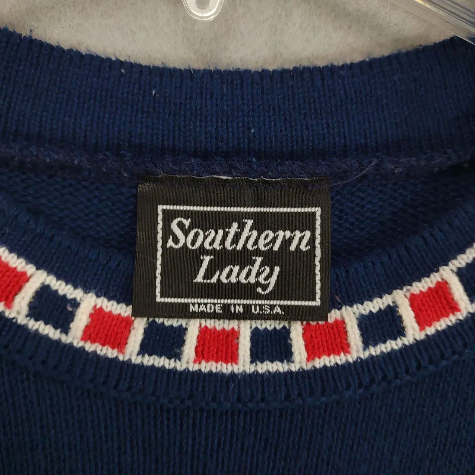 Vintage Southern Lady Women's L Nautical Flag Anchor Navy Knit Top Size L / US 10 / IT 46 - 5 Thumbnail