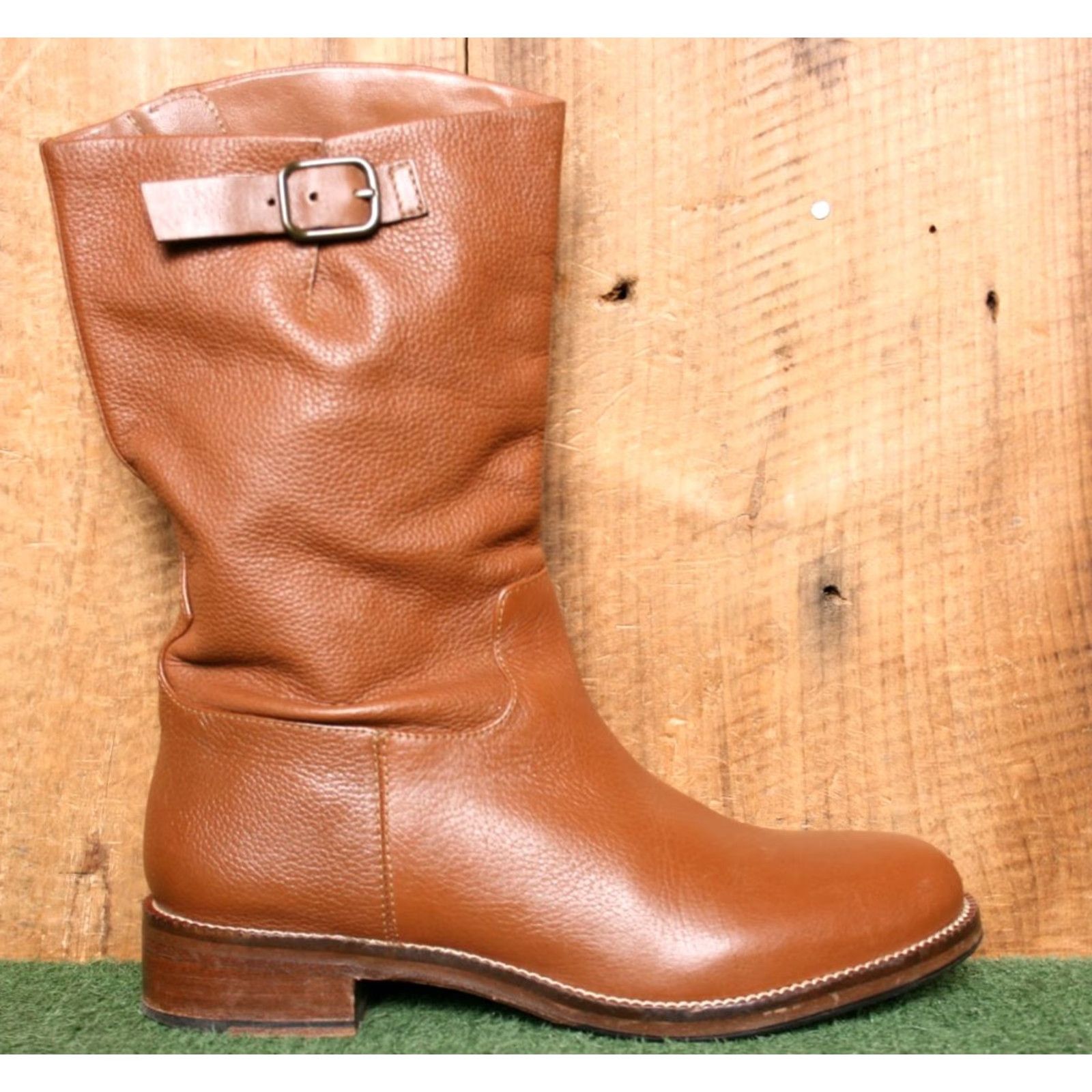 Massimo Dutti MASSIMO DUTTI Cognac Leather Mid-Calf Riding Boots EUR 40 ≈ US 9 Womens Boots 10.75” Shaft 14.25” Calf Cognac Riding Boot Low Heel Dust Bag Size US 9 / IT 39 - 2 Thumbnail