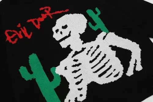 Aran Isles Knitwear × Japanese Brand Men Oversized Sweater Black Loose Cactus Skeleton Size US M / EU 48-50 / 2 - 3 Thumbnail