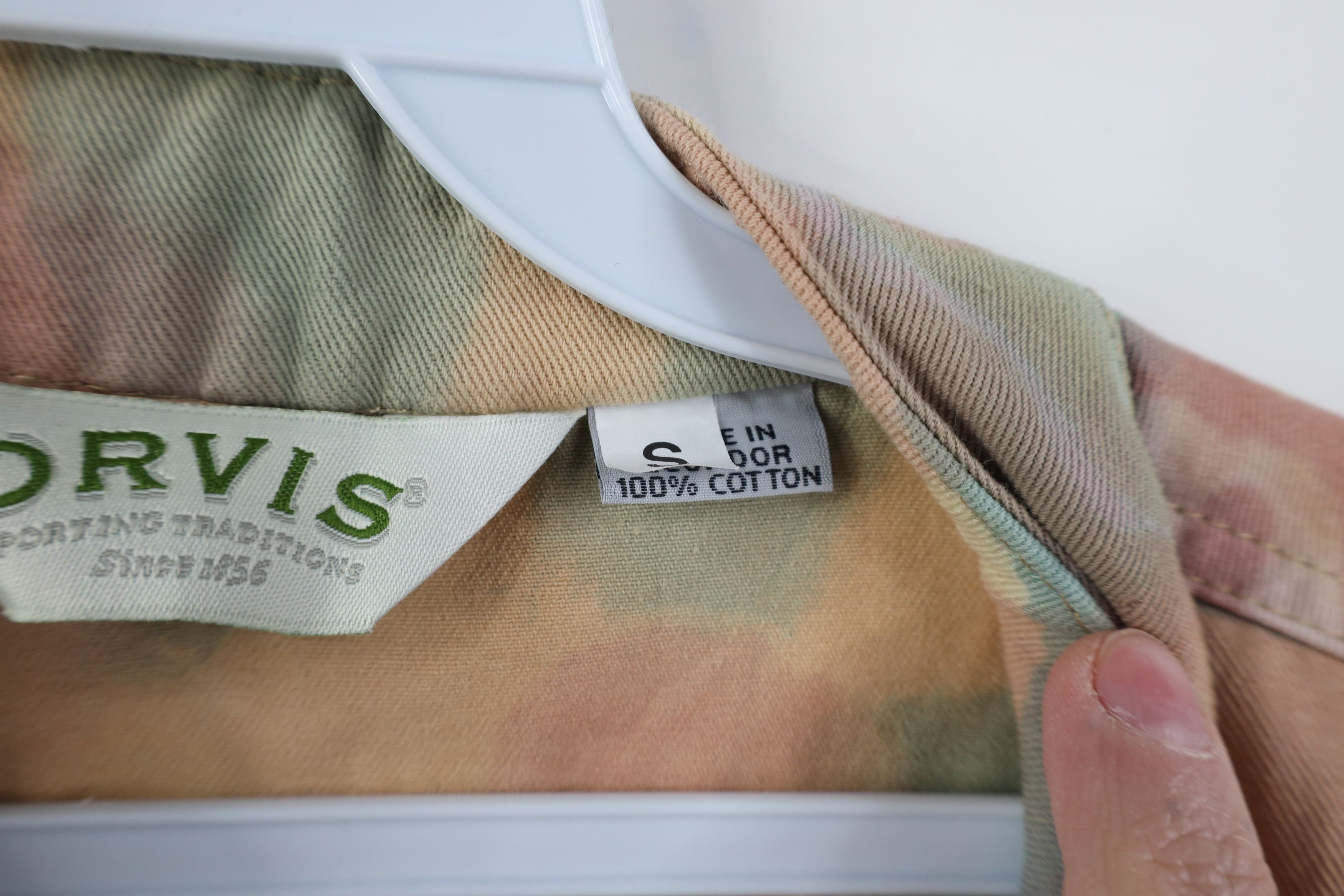 Orvis Vintage 90s Orvis Pastel Band Collar Denim Trucker Jacket Size S / US 4 / IT 40 - 10 Thumbnail