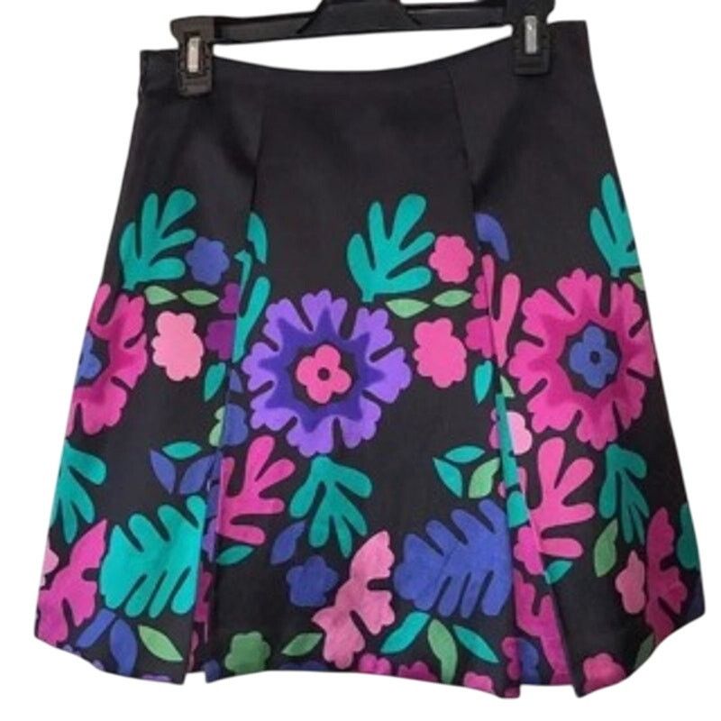 Tibi NWOT Tibi Black Floral Coral Print Silk & Wool Skirt Pleated Size 28" / US 6 / IT 42 - 1 Thumbnail