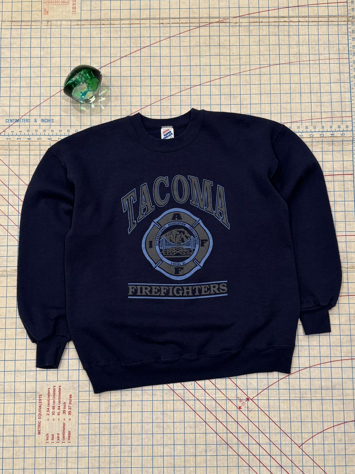 Vintage Vintage Tacoma Firefighters Crewneck Sweater 3M Graphic Navy Size US L / EU 52-54 / 3 - 1 Thumbnail