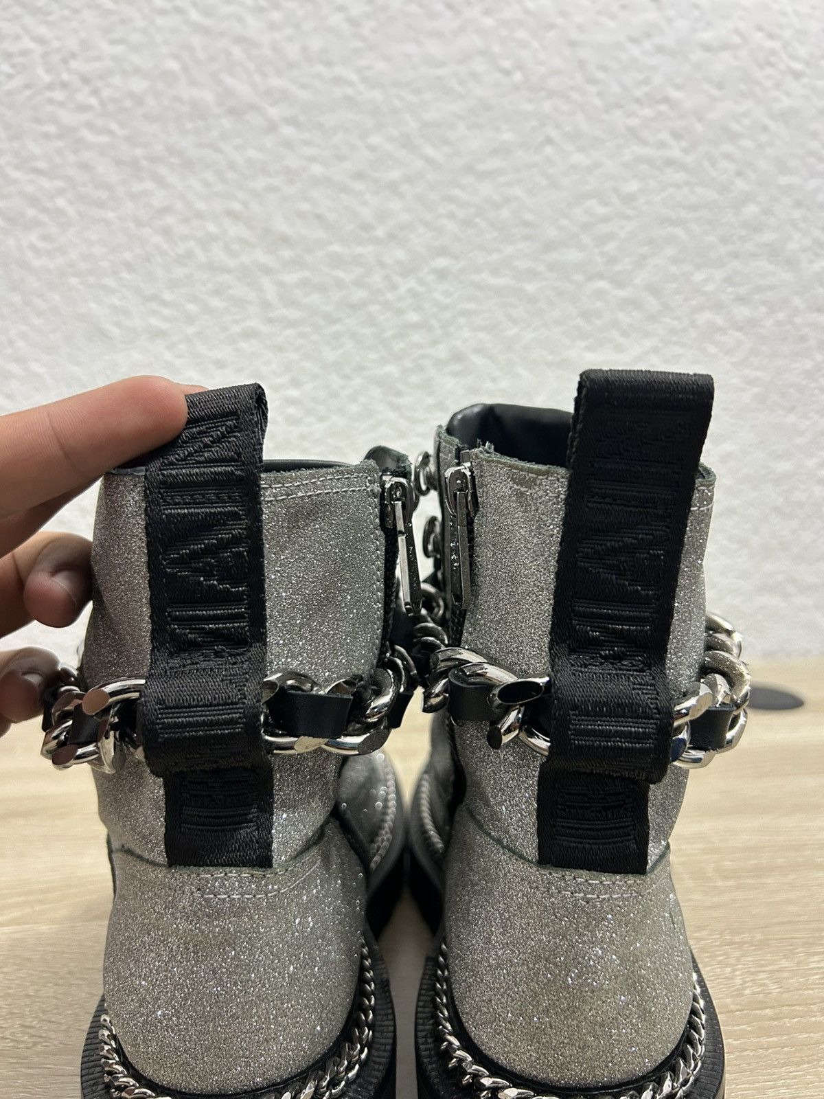 Balmain Balmain Silver Glitter Chain Combat Boots Size US 9 / IT 39 - 7 Thumbnail