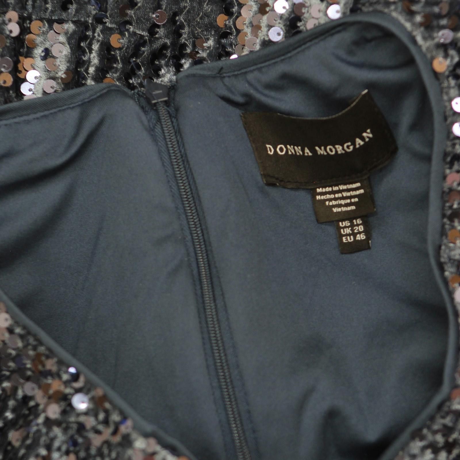 Other Nwt Donna Morgan Event Occasion Cocktail Dark Blue Gray 16 Size XXL / US 16-18 / IT 52-54 - 4 Thumbnail