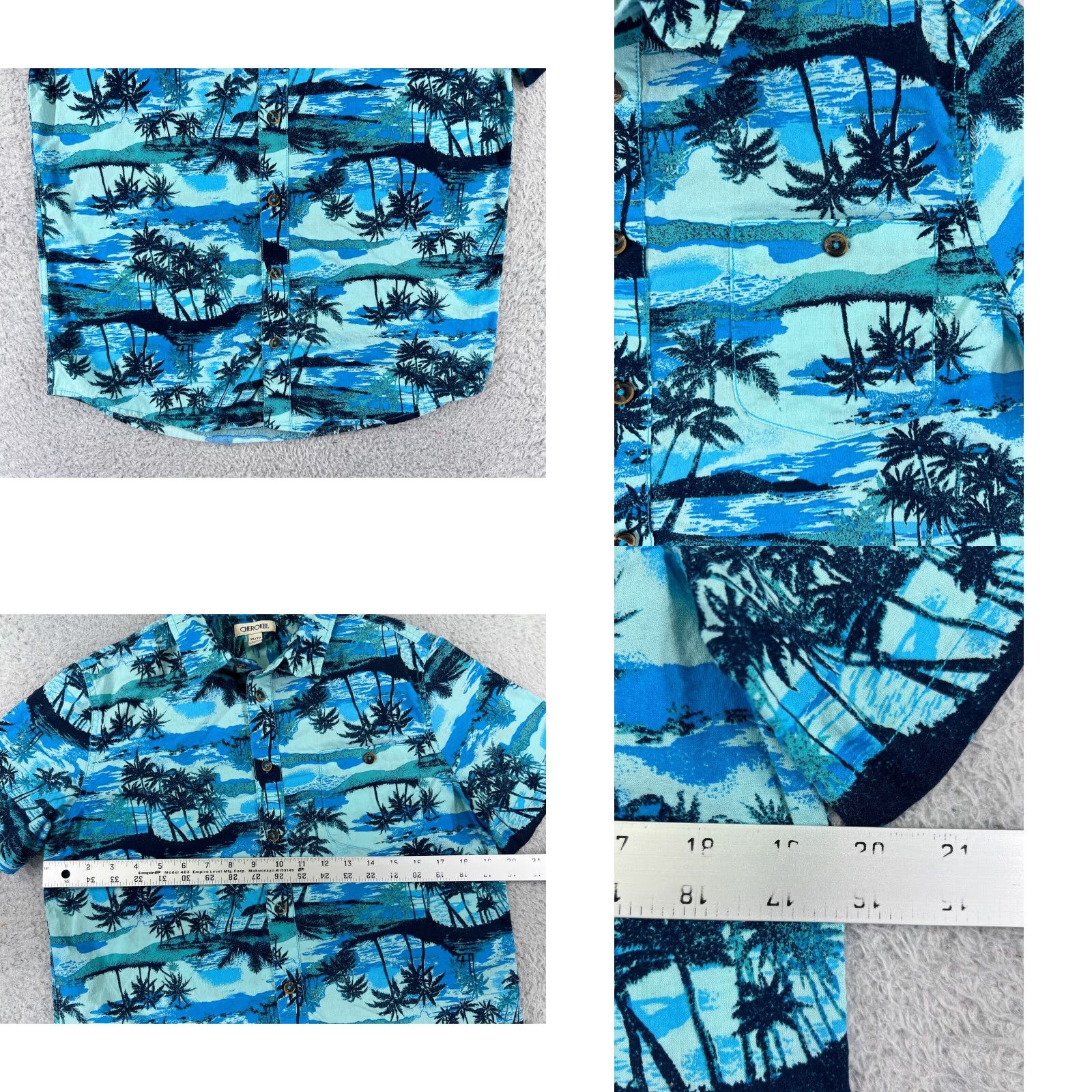 Cherokee Cherokee Shirt Mens XL Blue Palm Island Print Button Up Hawaiian Cotton Size US XL / EU 56 / 4 - 8 Thumbnail