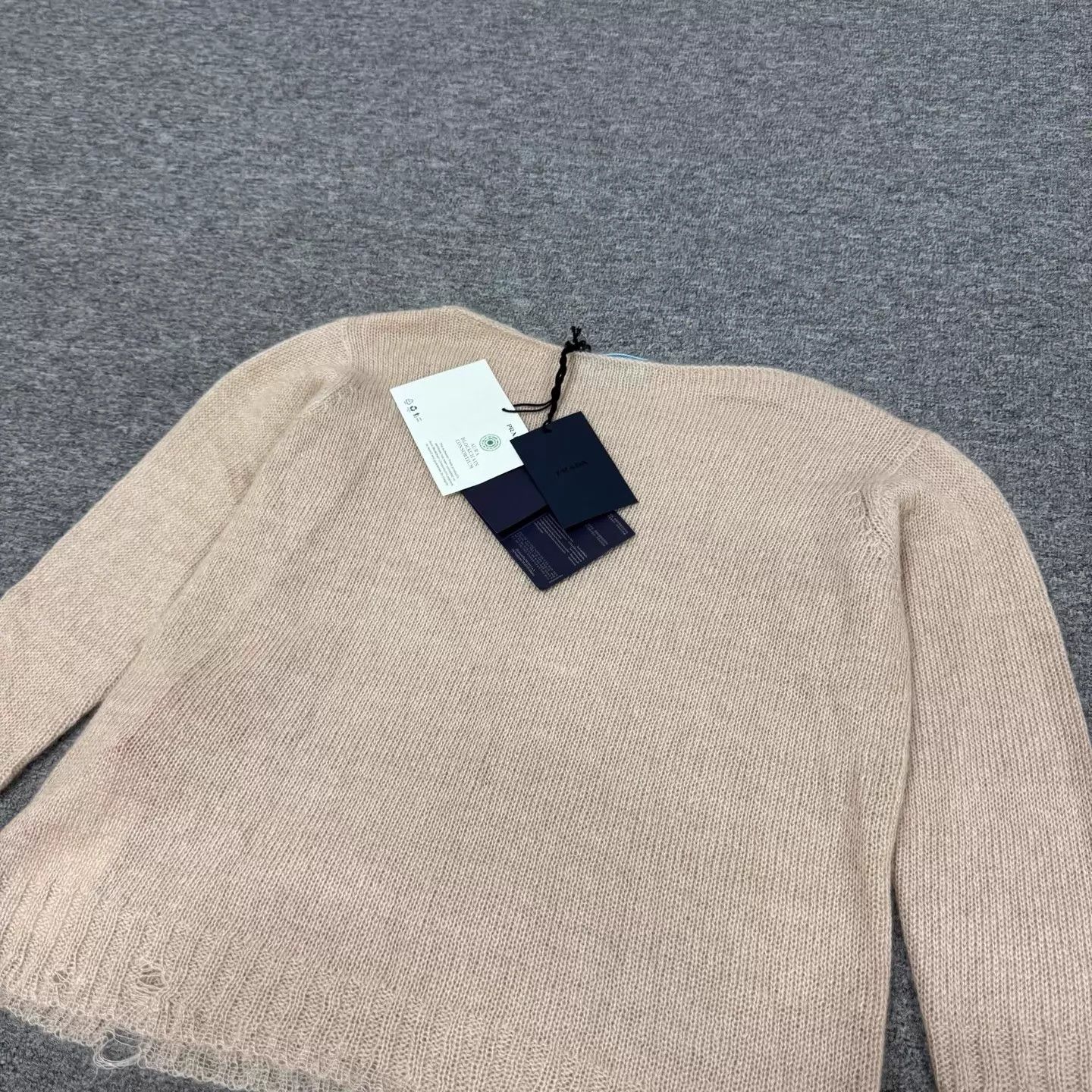 Prada Prada Nude Distressed Short Mohair Knit Sweater 40 W/Tags Size S / US 4 / IT 40 - 4 Thumbnail