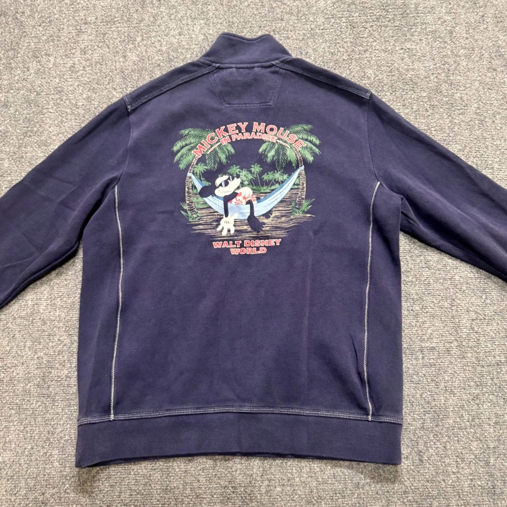 Tommy Bahama Tommy Bahama Walt Disney World Mickey Mouse 1/4 Zip Pullover Sweater Men's M Blue, Pullover, M, Mens Size US M / EU 48-50 / 2 - 2 Thumbnail