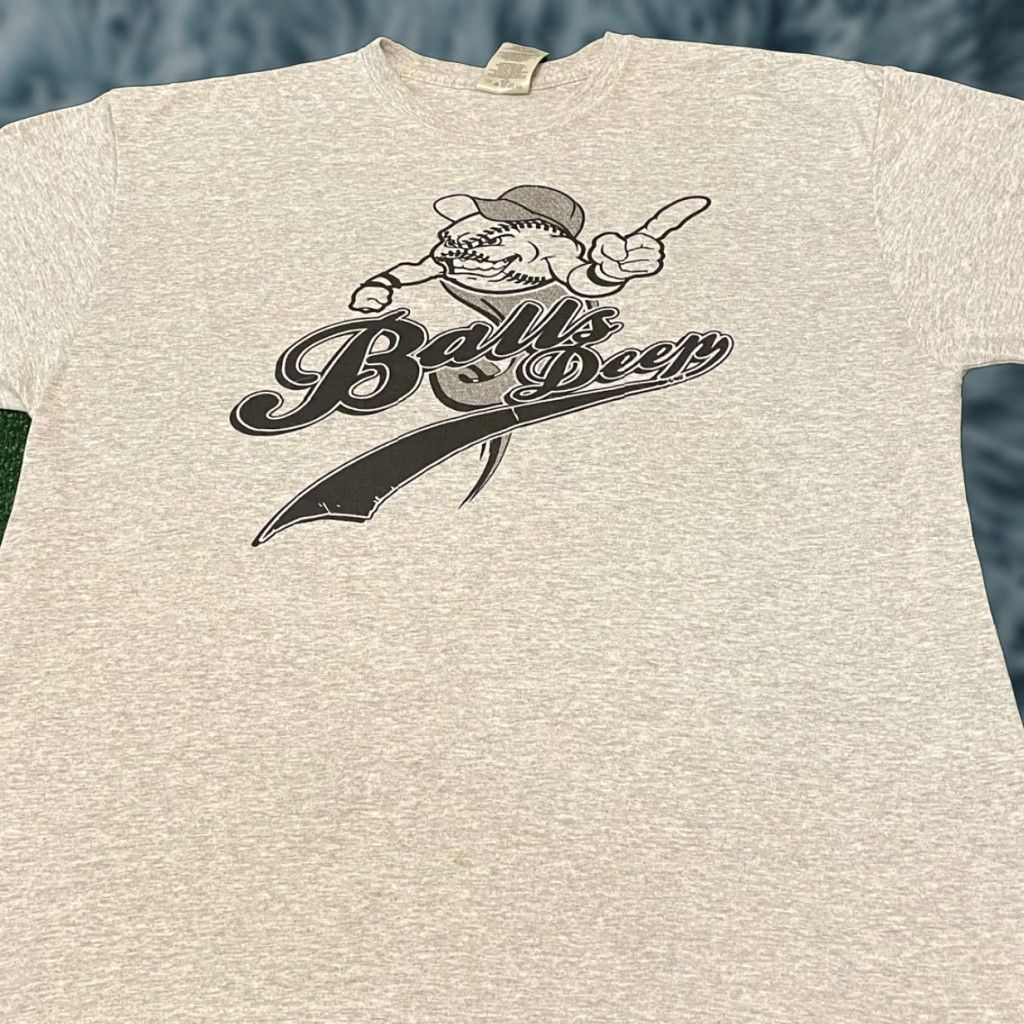 Vintage VINTAGE 90s Balls Deep Rap Tee Baseball Humor Parody Shirt Mens XL Gray Shirt Size US XL / EU 56 / 4 - 1 Thumbnail