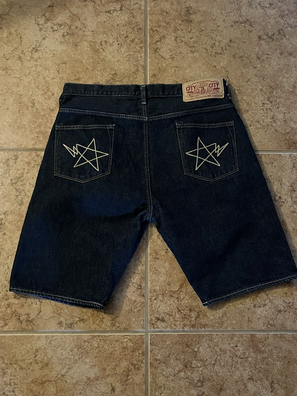 Pre-owned Bape Sta Denim Shorts In Indigo