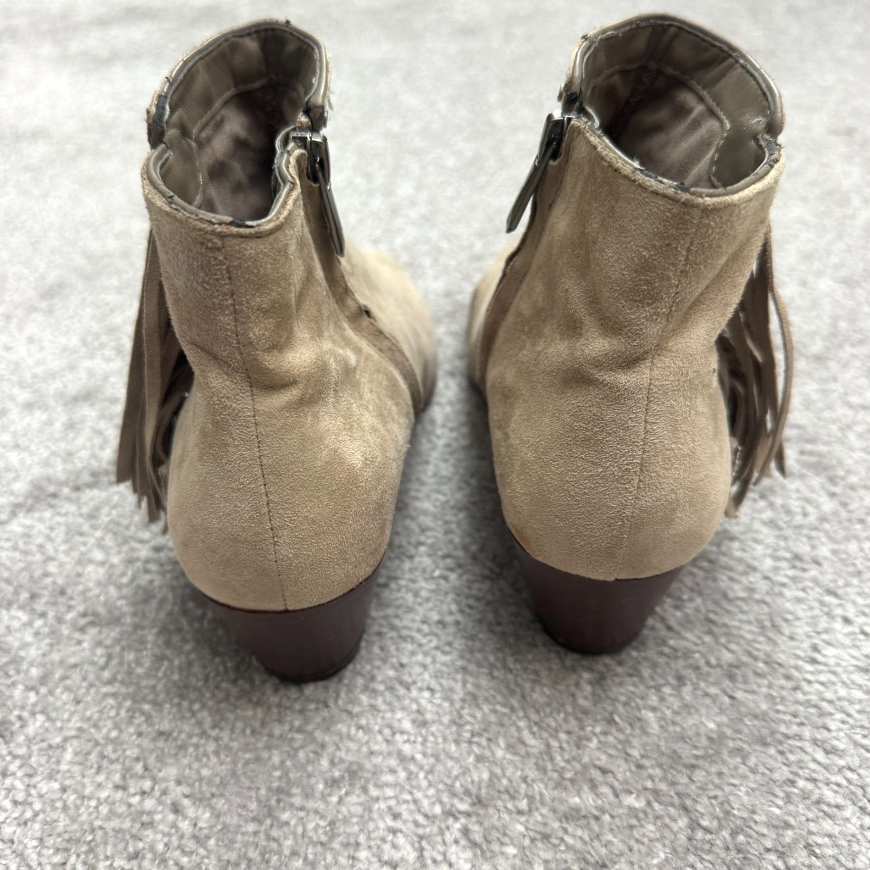 Sam Edelman VINTAGE Sam Edelman Ankle Boots Womens 6M Cowhide Fringe Studded Leather Bootie Brown Western Style Size US 6 / IT 36 - 7 Thumbnail