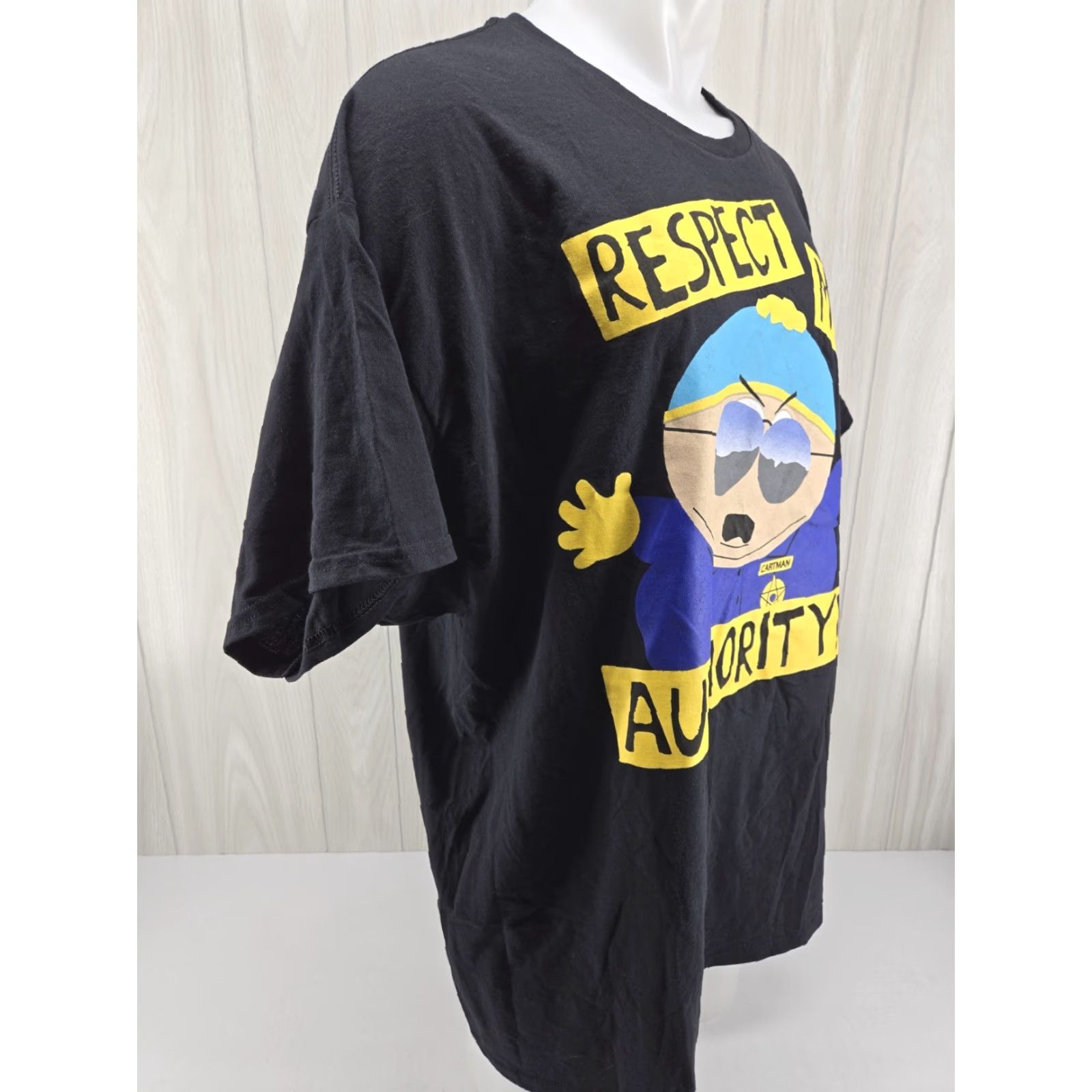 Vintage South Park Cartman Respect My Authority Black T Shirt 2XL Mens Short Sleeve Crew Neck Graphic Print 90s Comedy Central Size US XXL / EU 58 / 5 - 7 Thumbnail