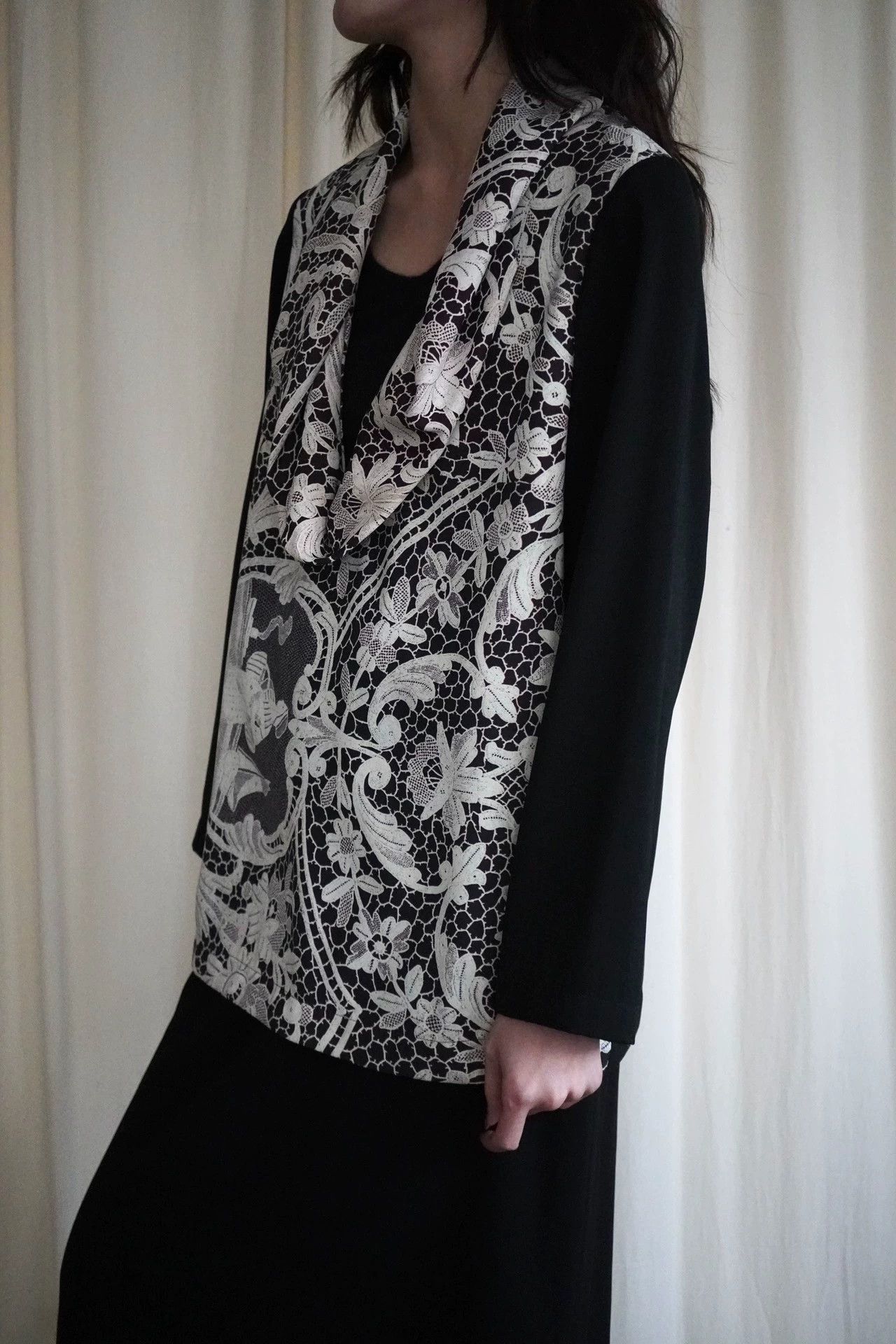 Comme des Garcons COMME des GARCONS 1996ss tricot Printed Lace Draped Neck Top Size M / US 6-8 / IT 42-44 - 5 Thumbnail