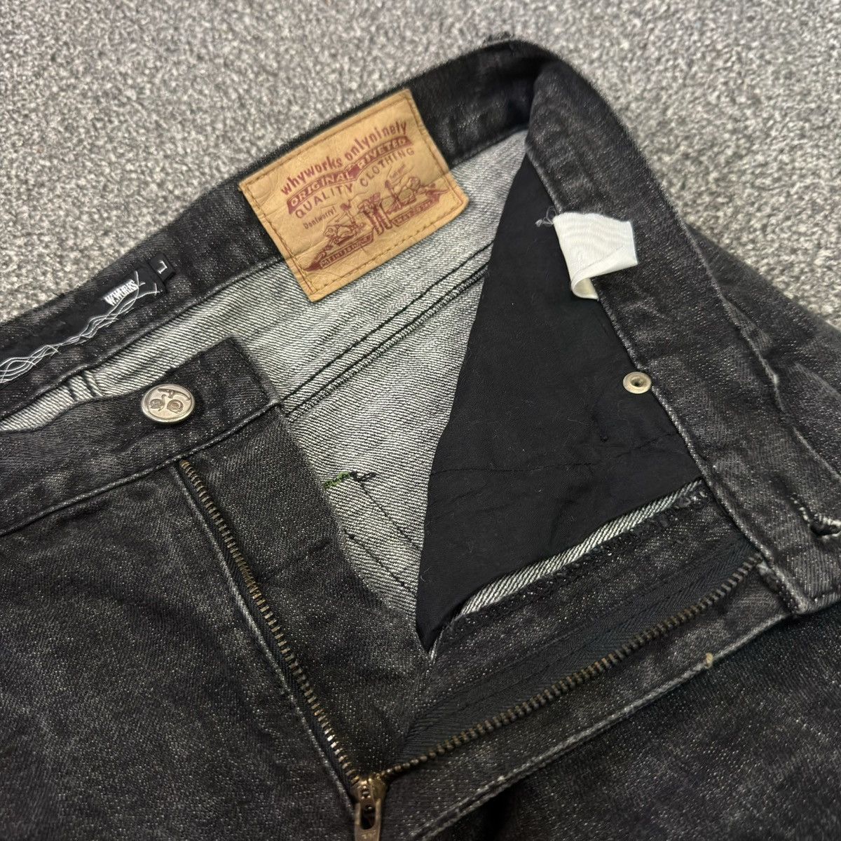 Hypebeast 🔥🇯🇵 90s Japanese Black Denim Whyworks Jeans Size US 34 / EU 50 - 16 Thumbnail