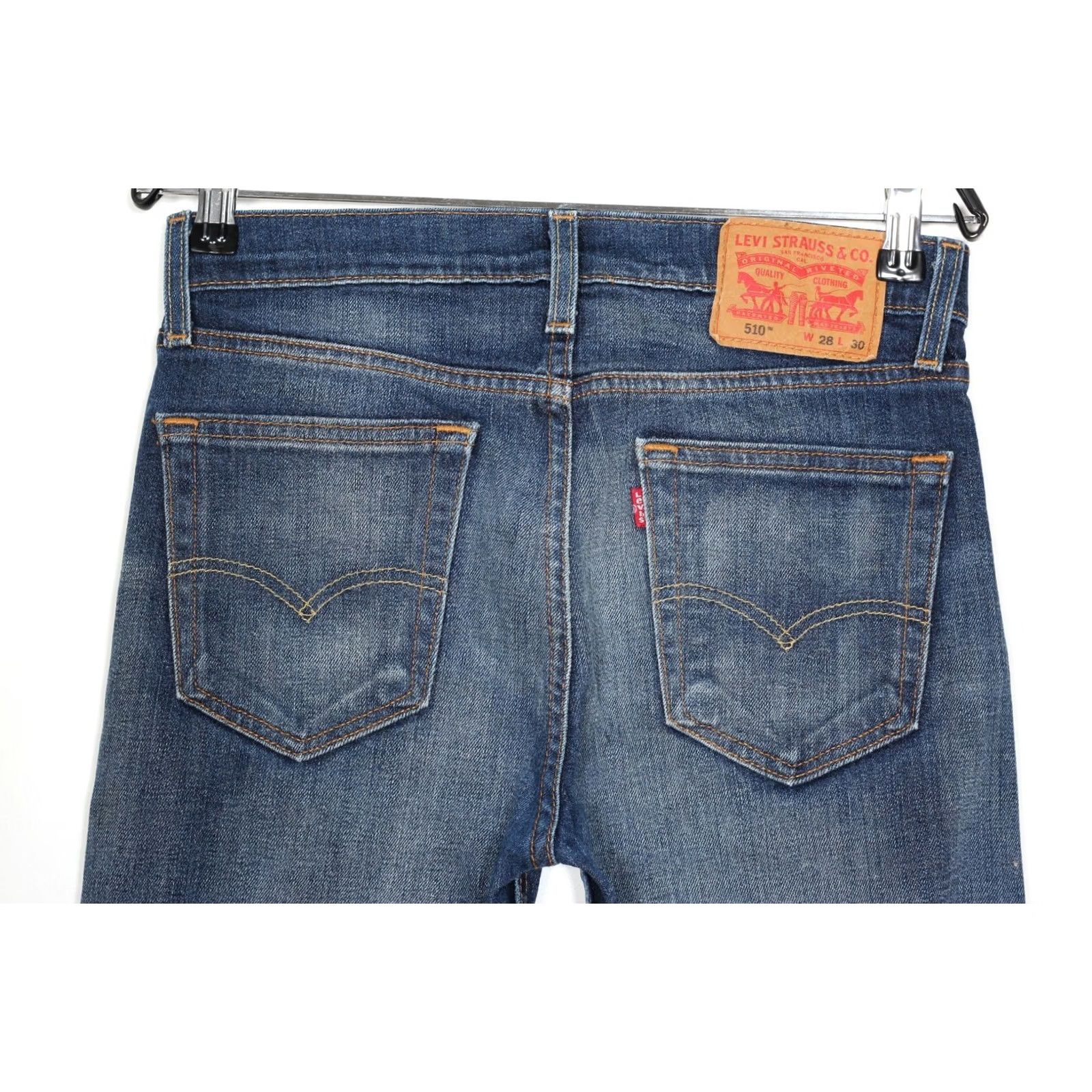 Levi's LEVI’S 510 Skinny Fit Stretch Jeans Men W28 L30 DZ6108 Blue Medium Denim 5-Pocket Rise Mid 10-12in Slim Zip Pocket Mens Size US 28 / EU 44 - 4 Thumbnail