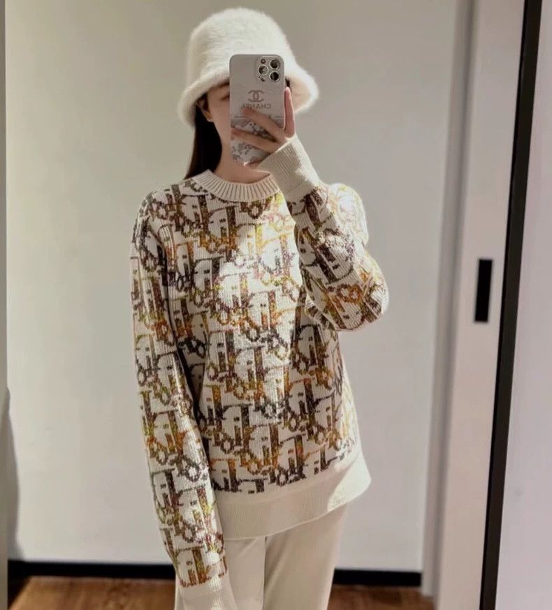 Dior Dior Color-blocking logo old flower inlaid wool round-neck Size US M / EU 48-50 / 2 - 9 Thumbnail
