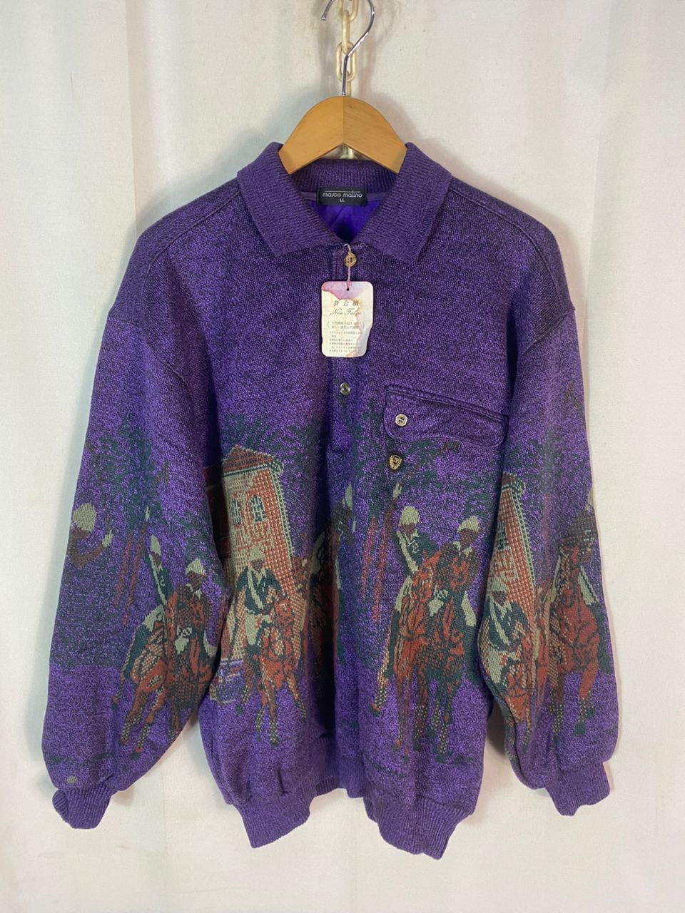 Designer × Japanese Brand × Vintage Vintage Marco malino fullprint wool sweatshirt Size US M / EU 48-50 / 2 - 4 Thumbnail