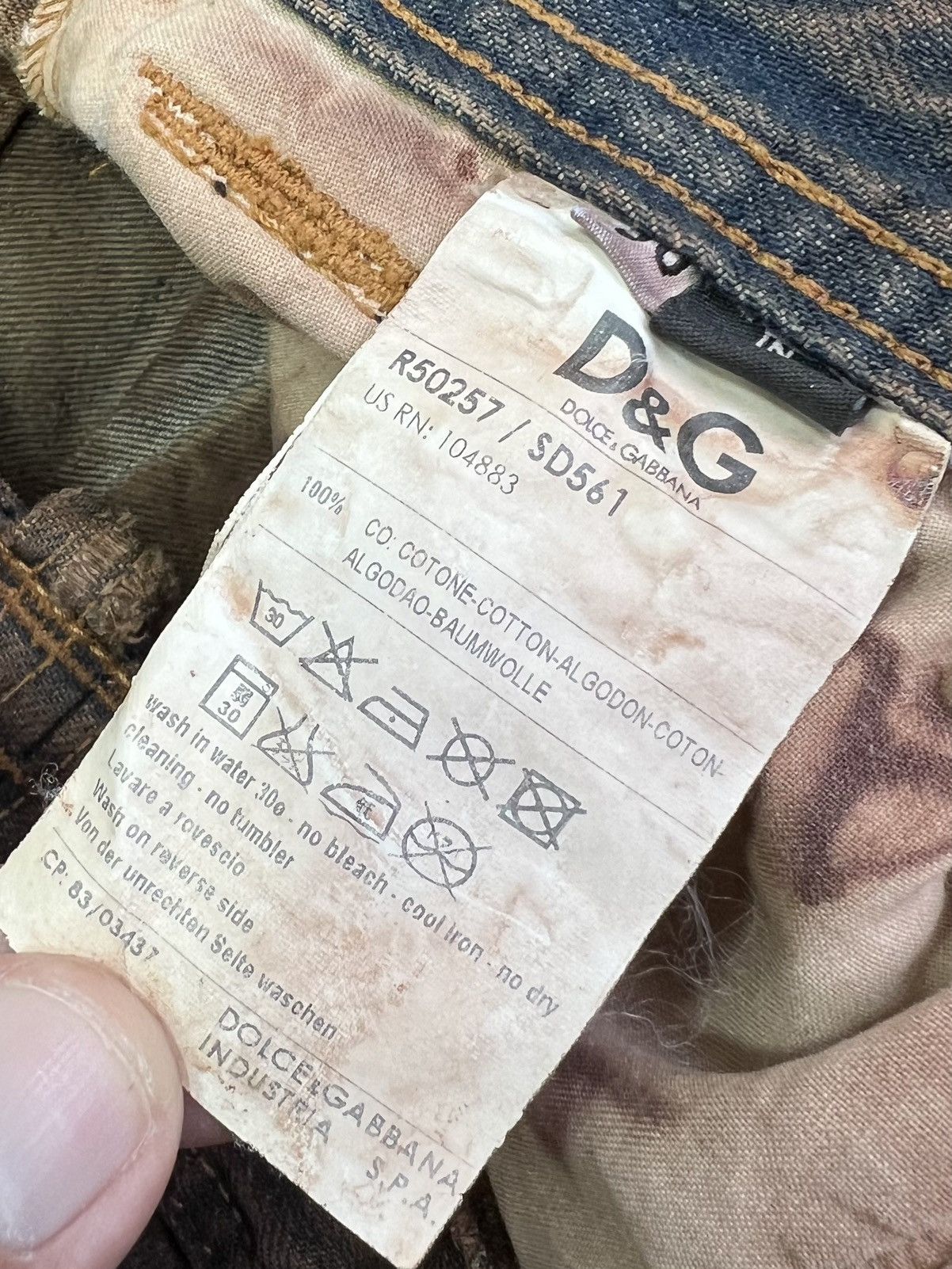 Dolce & Gabbana × Vintage Dolce Gabbana sashiko distressed avant Garde y2k dg jeans Size 30" / US 8 / IT 44 - 22 Thumbnail