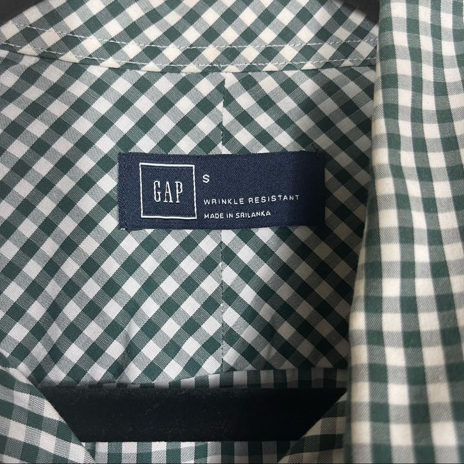 Gap Gap Gingham Long Sleeve Wrinkle Resistant Top Green White S Size US S / EU 44-46 / 1 - 6 Thumbnail
