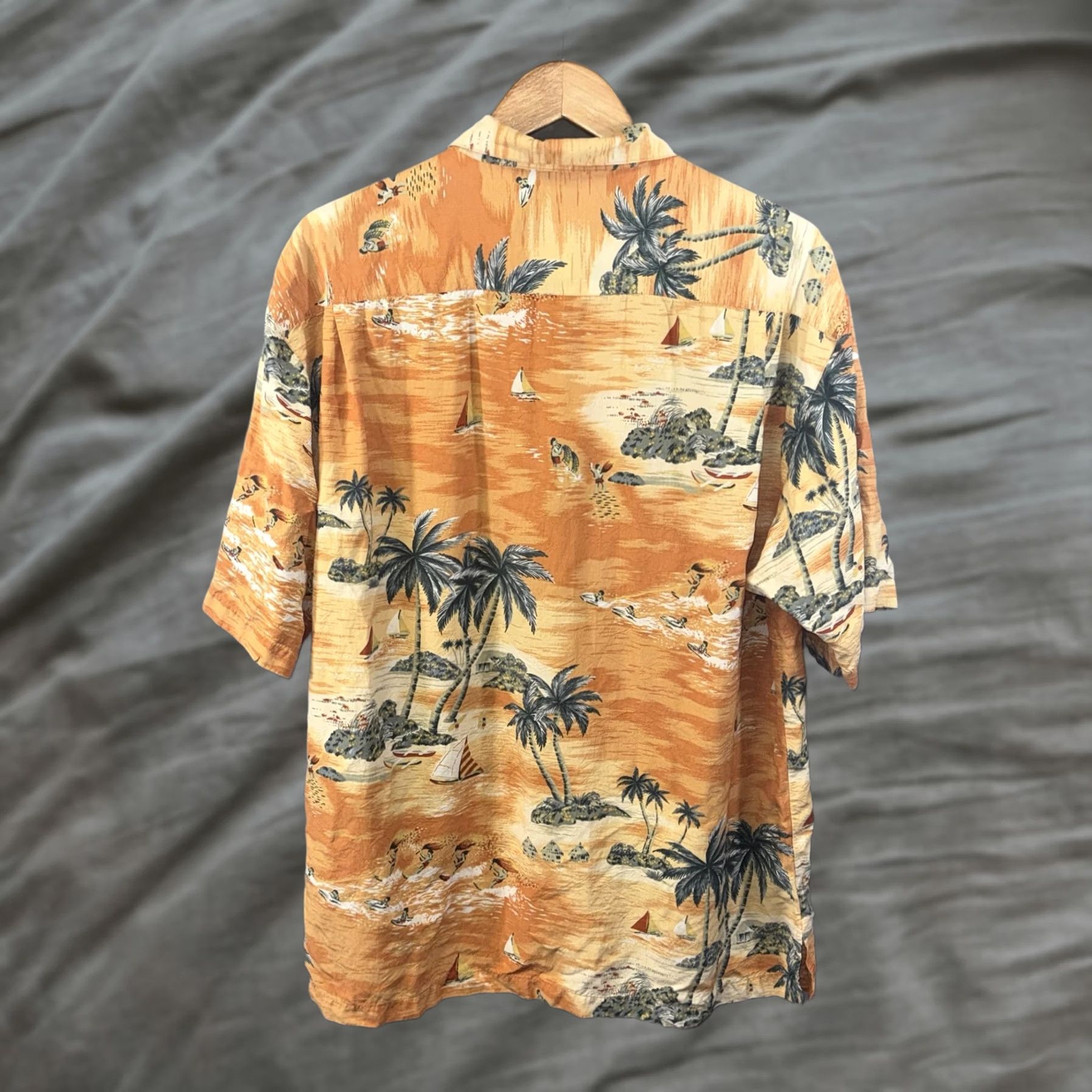 Tommy Bahama Tommy Bahama Shirt Mens XL Orange Camp Aloha Palm Trees Rayon Button-Up Short Sleeve Hawaiian Camp Shirt Womens? No. Size US XL / EU 56 / 4 - 1 Thumbnail
