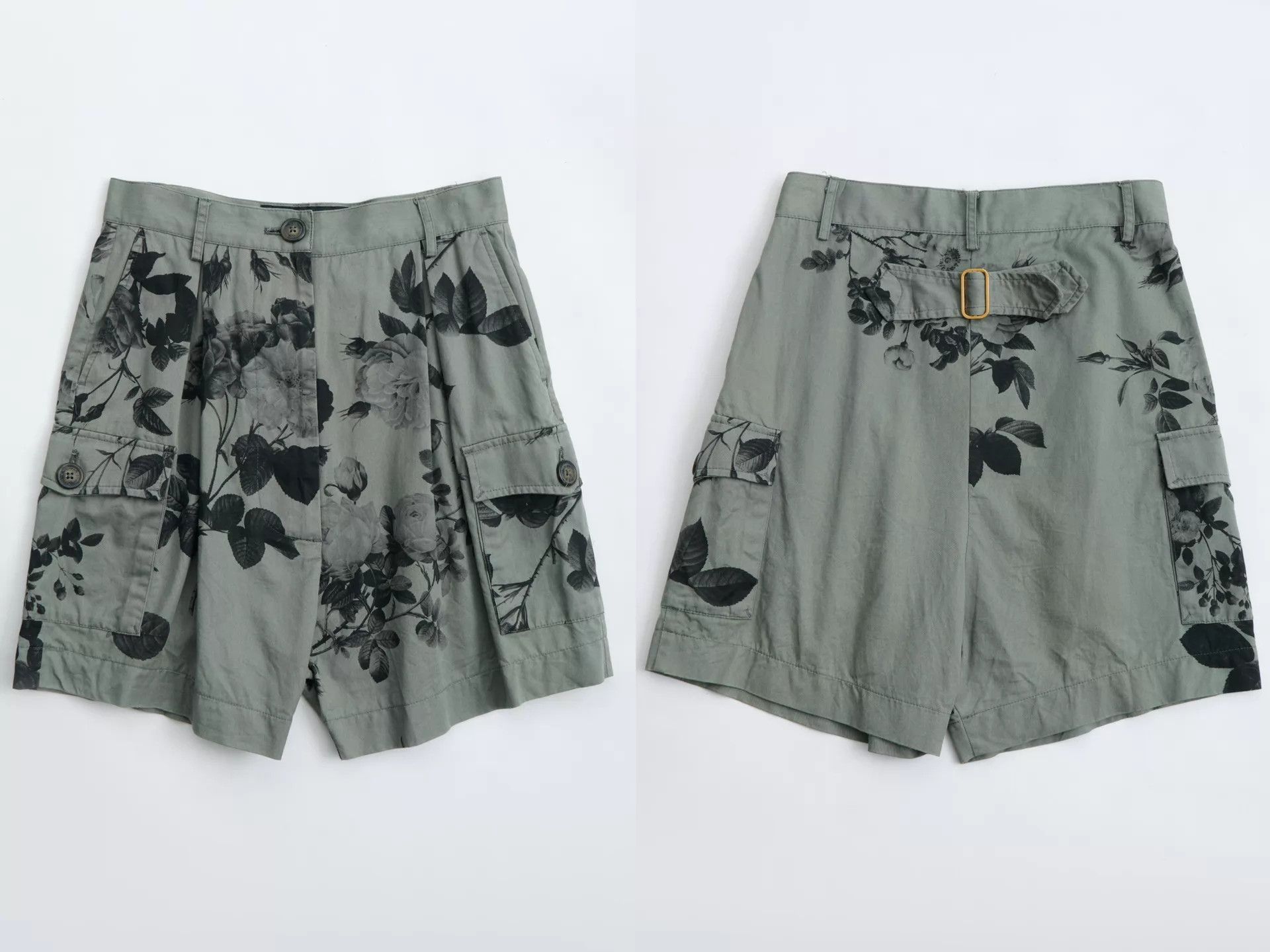 Vivienne Westwood VIVIENNE WESTWOOD Anglomania Gray-Green Black Rose Cargo Shorts Size 27" / US 4 / IT 40 - 7 Thumbnail