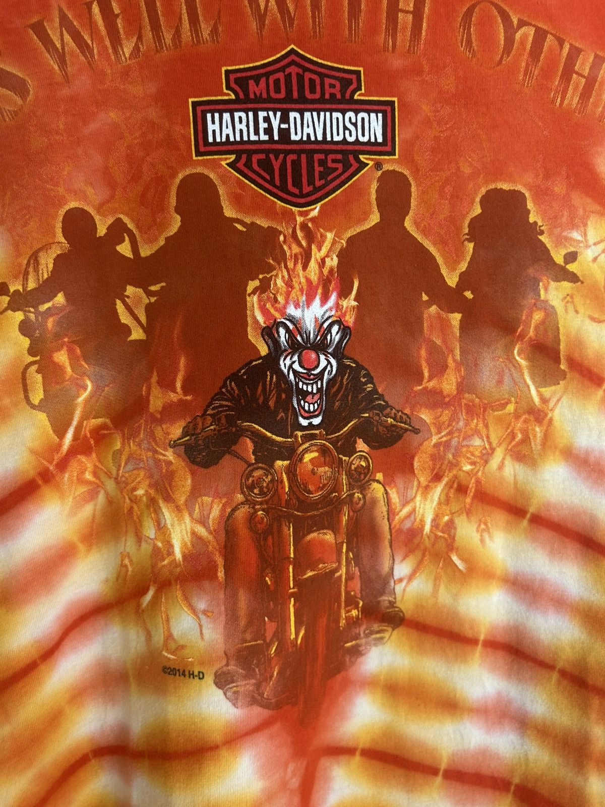 Harley Davidson Harley Davidson Fire Jester Snake Graphic Tie Dye Biker Tee Size US L / EU 52-54 / 3 - 4 Thumbnail